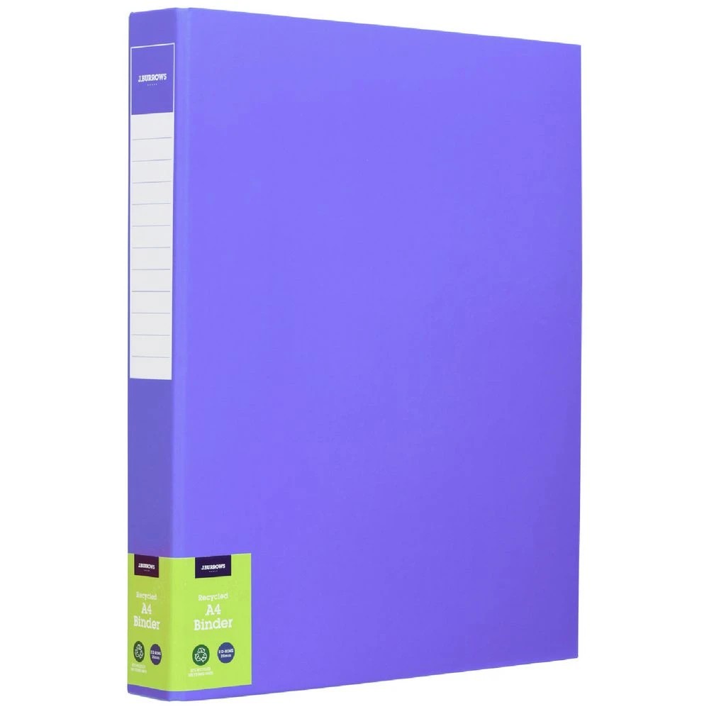 1 J.Burrows A4 Binder 2 D-Ring 25mm Gloss Purple, 1 of 6