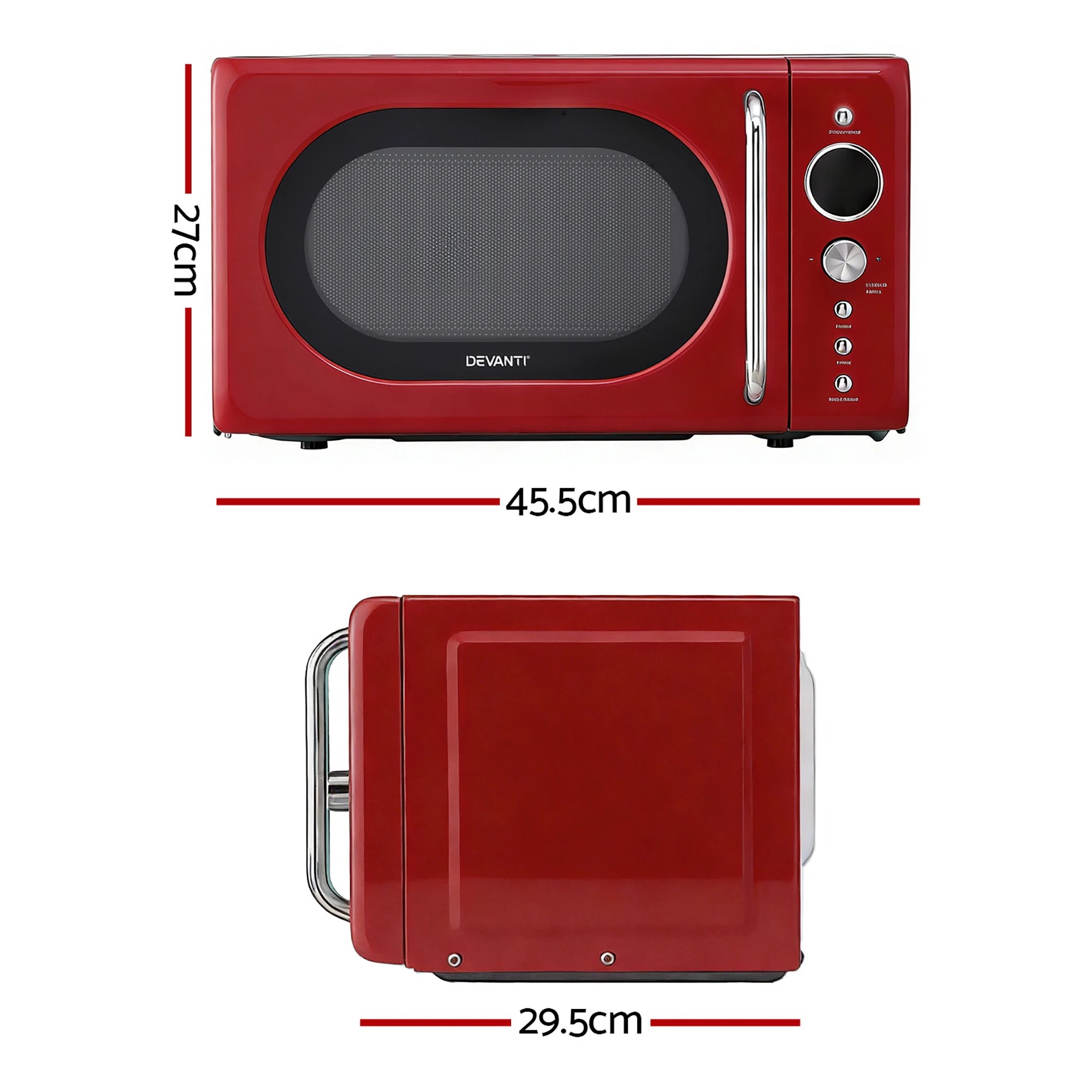2 Devanti 20L Microwave Oven 700W - Red, 2 of 6