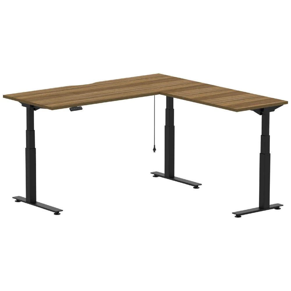 1 Stilford S2 Electric 1800mm Corner Workstation Black/Walnut Desks, Tables and Workstations, 1 of 6