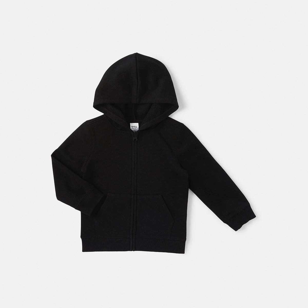 8 Plain Zip Through Hoodie Black, 8 of 9
