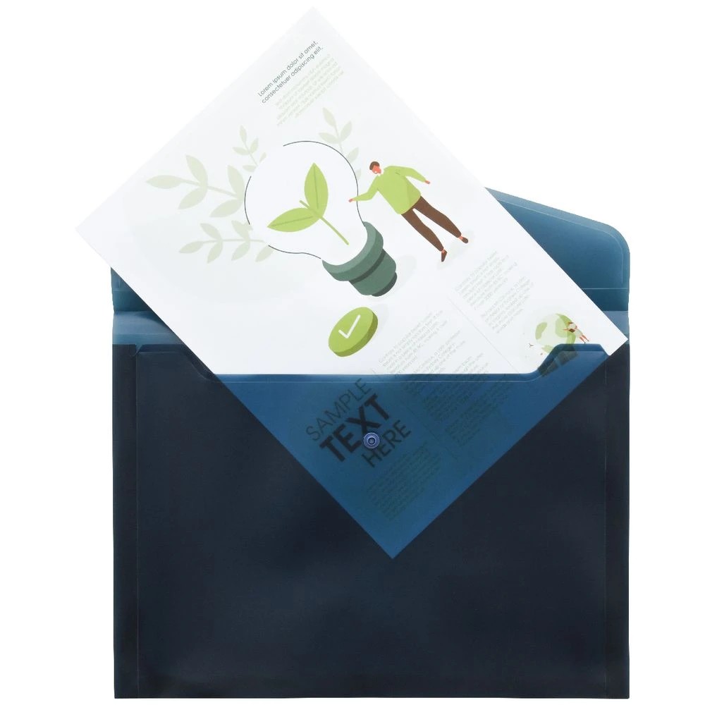 4 J.Burrows A4 Button Document Wallet Navy, 4 of 5