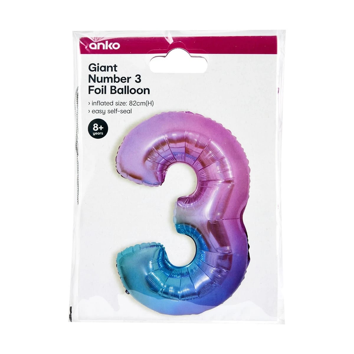 4 Giant Number 3 Foil Balloon, 4 of 4