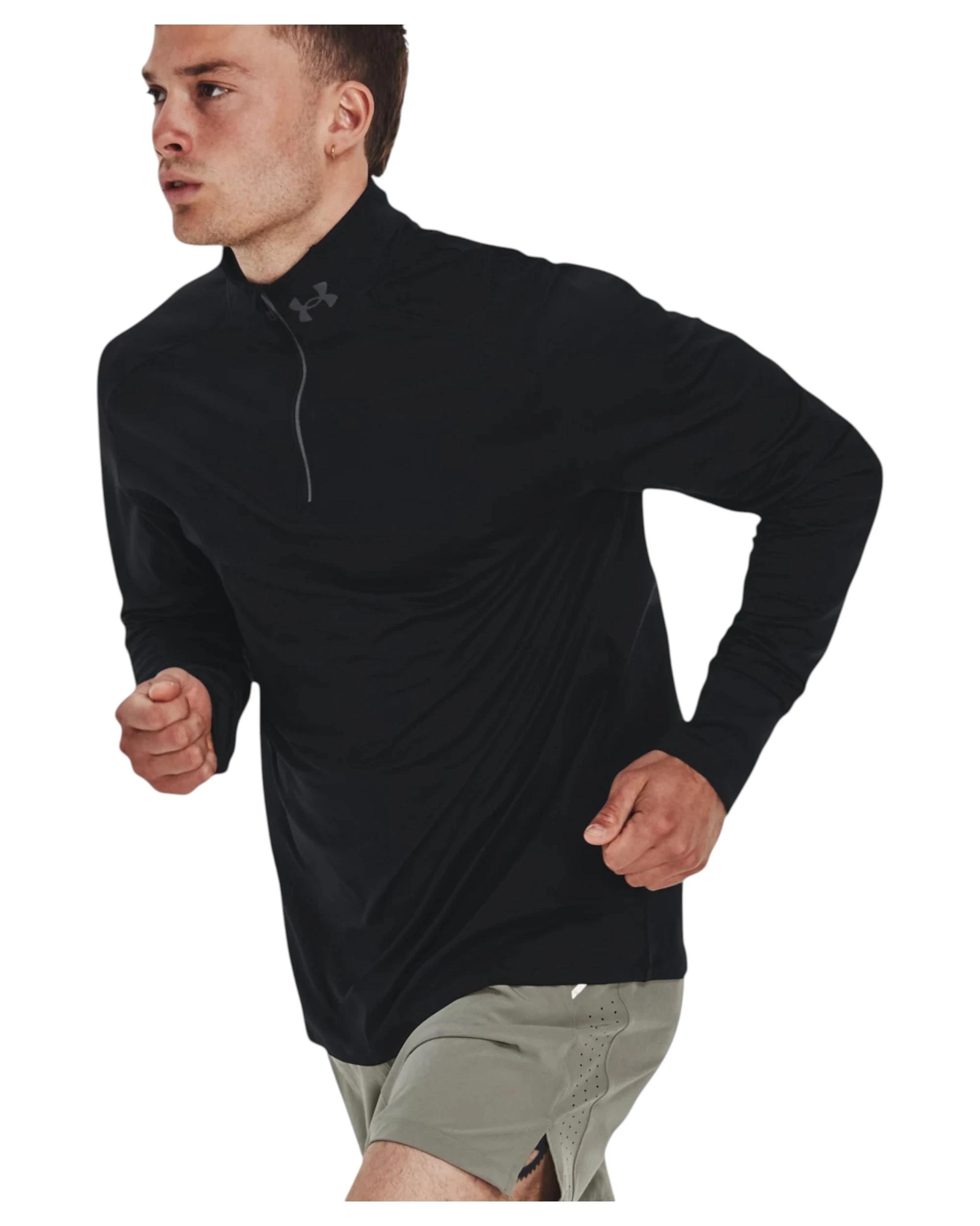 4 Under Armour Mens Launch Pro Quarter Zip Black Shirt BLACK, 4 of 9