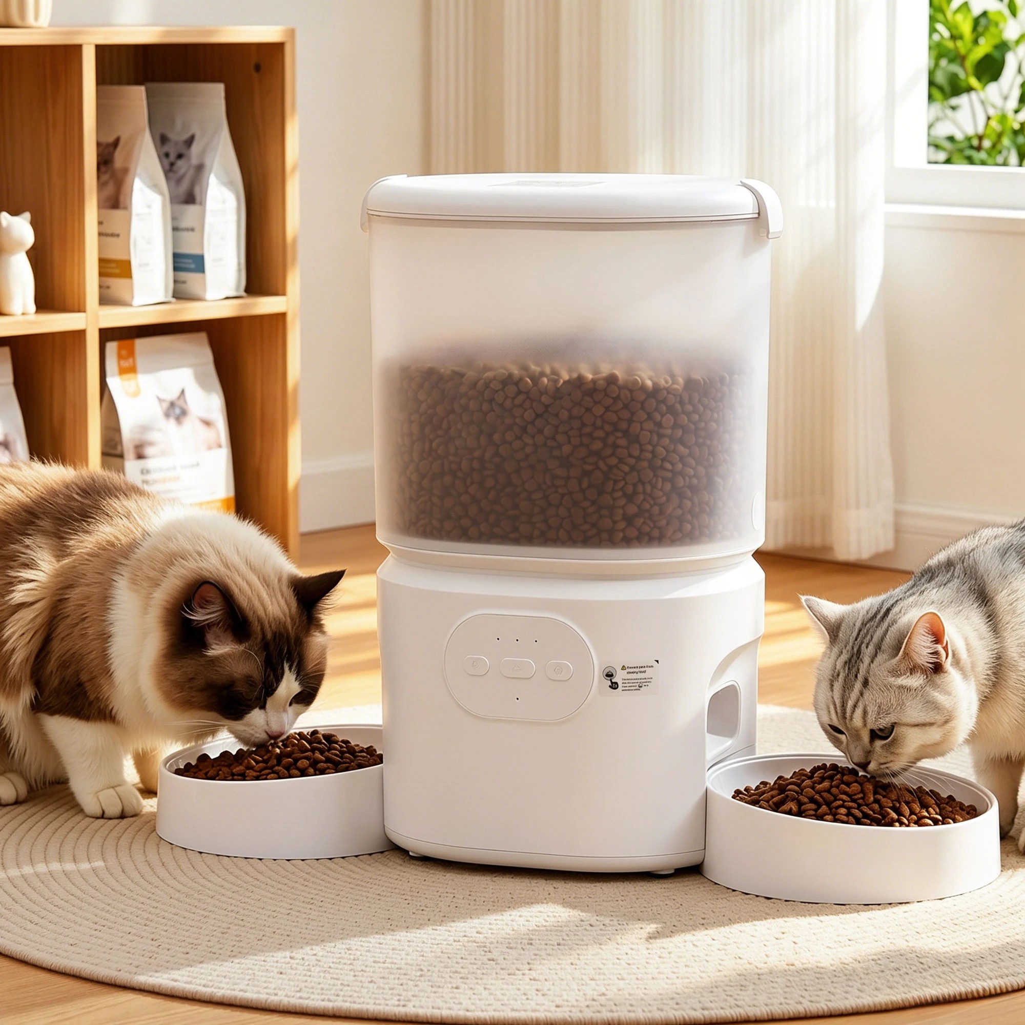 2 i.Pet 5L Automatic Pet Feeder Dual Bowl Smart Dispenser APP Control Cats Dogs - White, 2 of 6