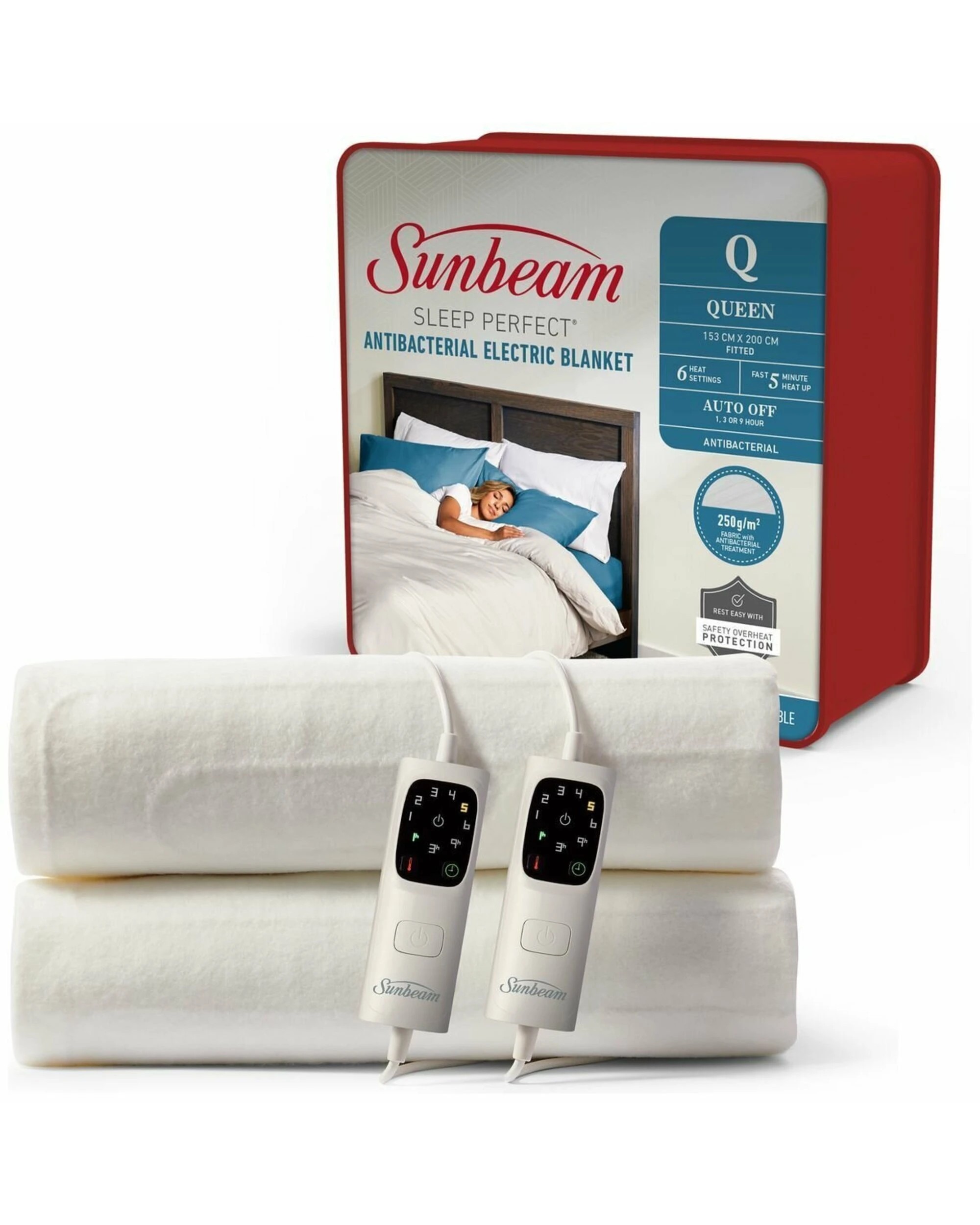 2 Sunbeam Sleep Perfect Electric Blanket - Queen - WHITE, 2 of 5