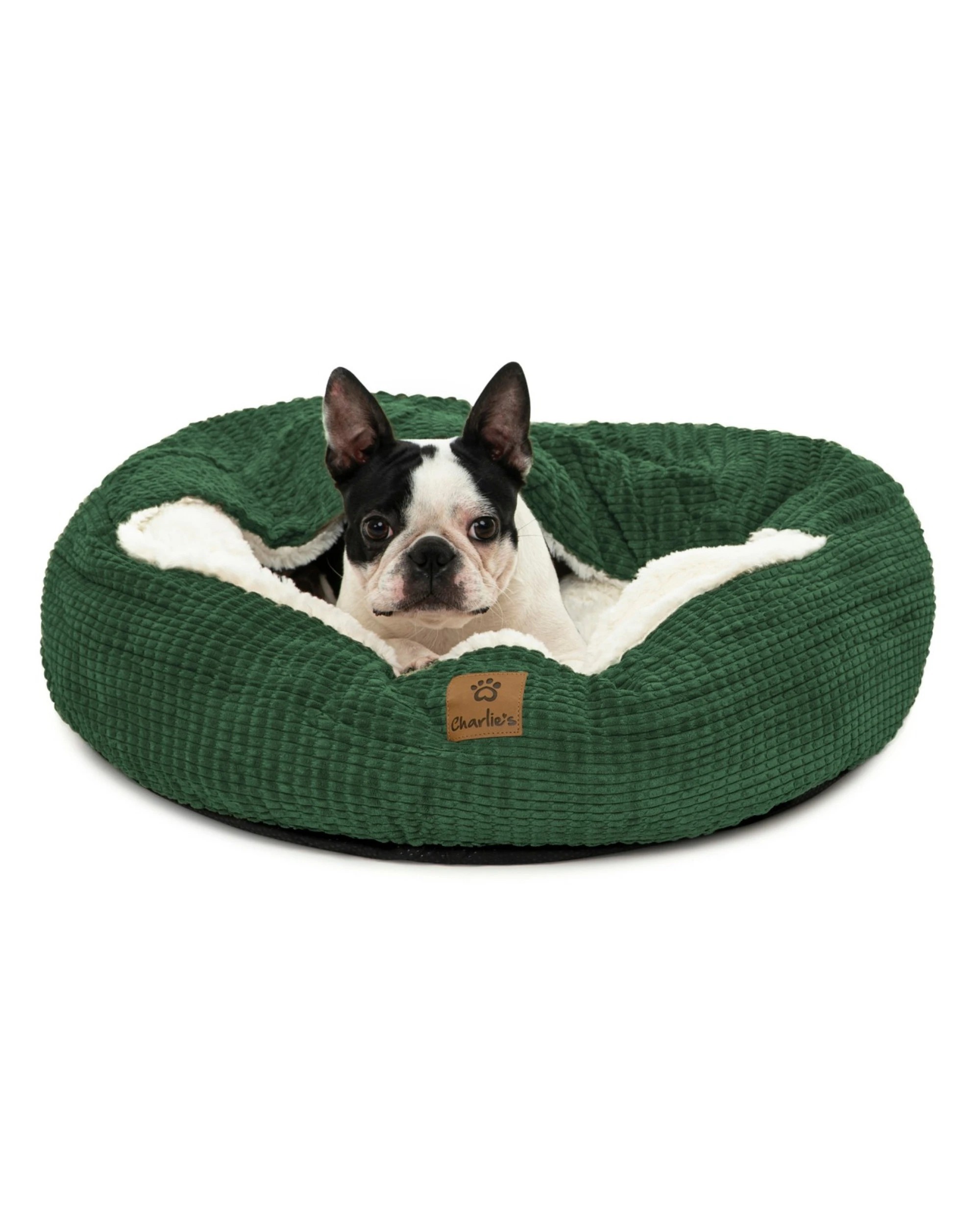 2 Charlie's Snookie Hooded Calming Dog Bed Medium - Eden Green, 2 of 10