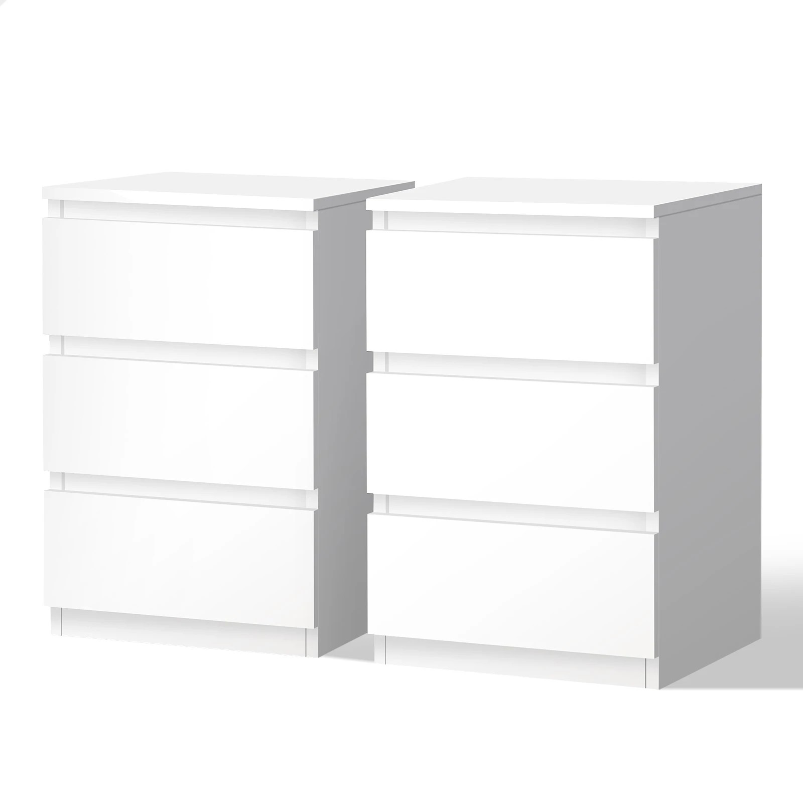 1 Alfordson 2x Bedside Table 3 Drawers - White, 1 of 10