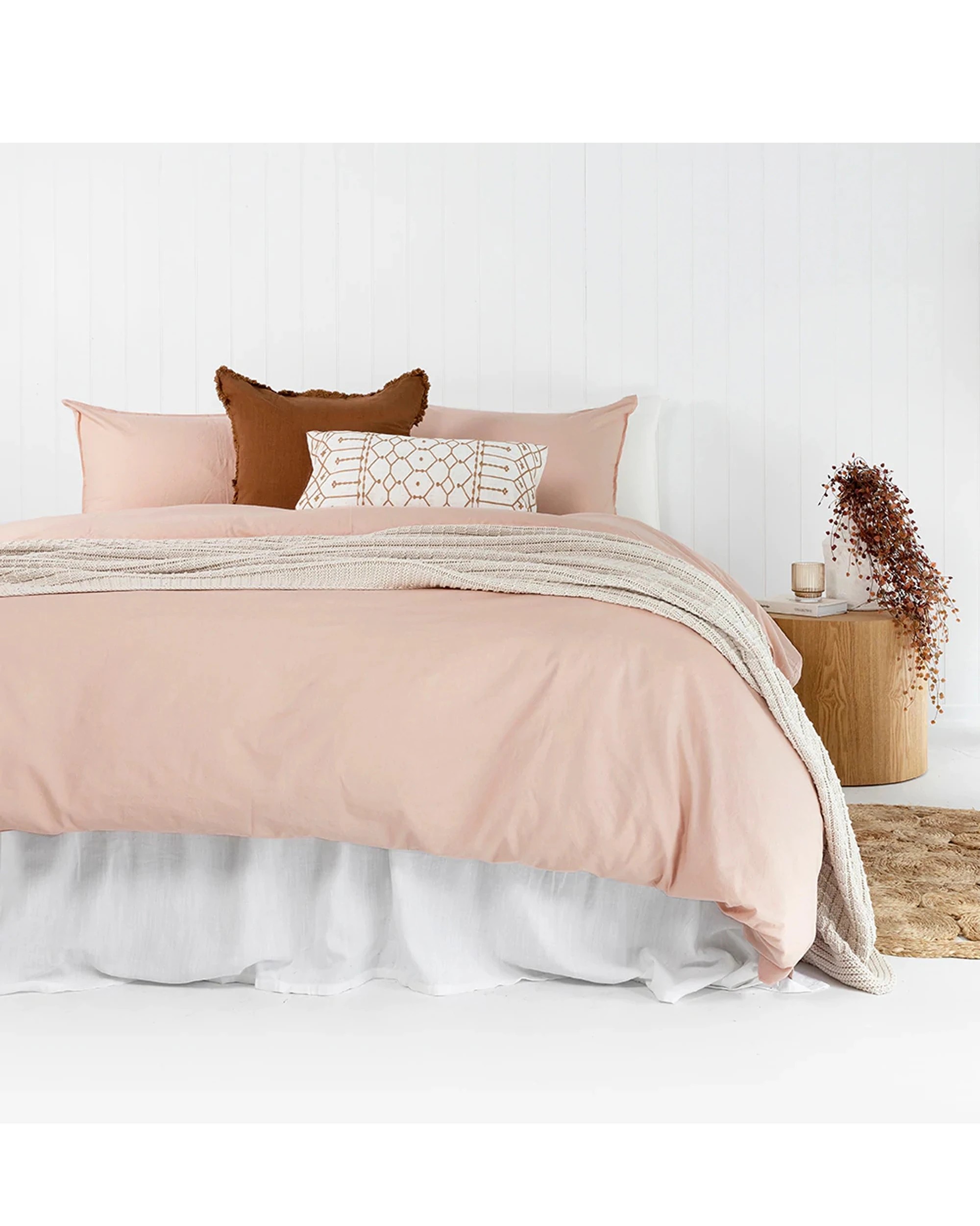 1 Bambury Temple Quilt Cover Set Organic Cotton Rosewater - Plain, 1 of 3