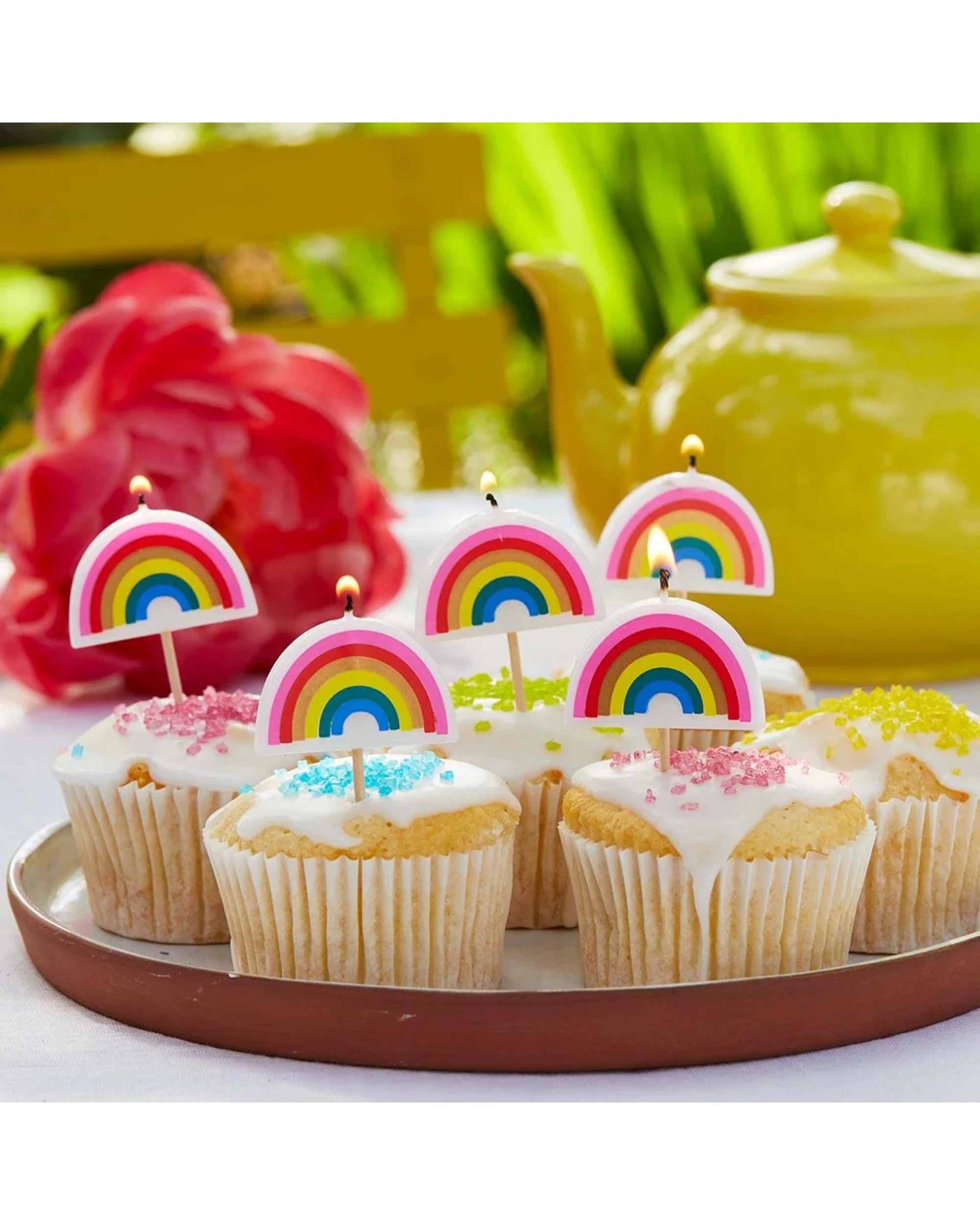 2 Partyrama Talking Tables Rainbow Brights Cake Candles Set of 5, 2 of 5