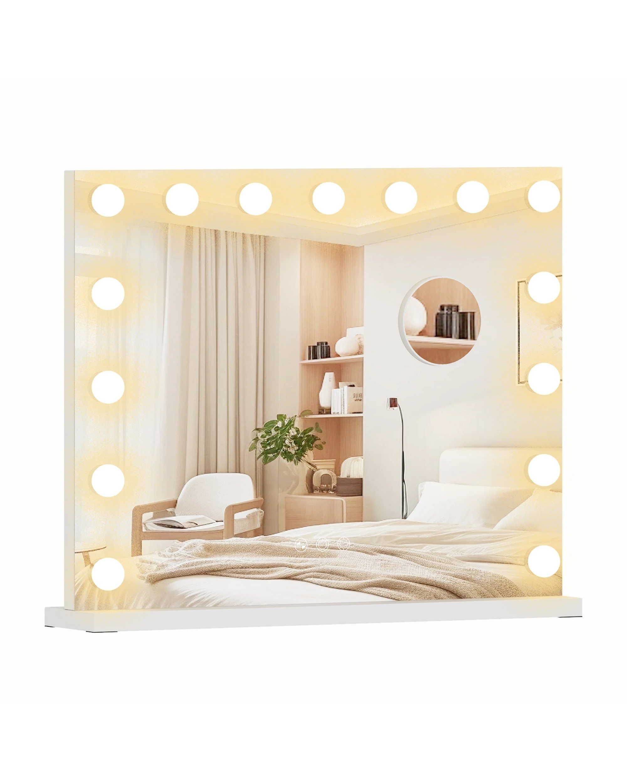 1 Advwin Vanity Makeup Mirror with Led Lights and 5x Magnification - White, 1 of 4