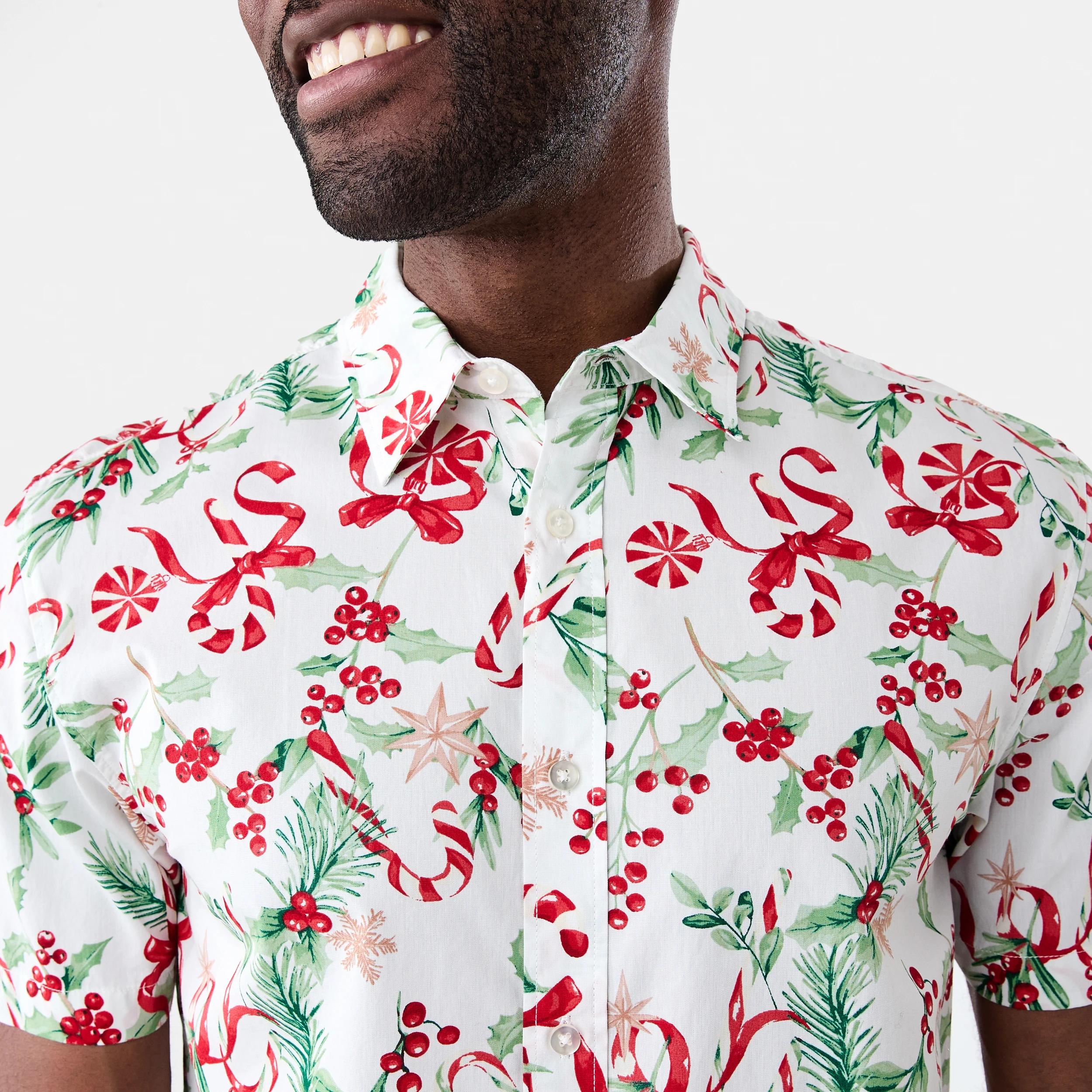 6 Short Sleeve Christmas Print Shirt Candy Cane, 6 of 7