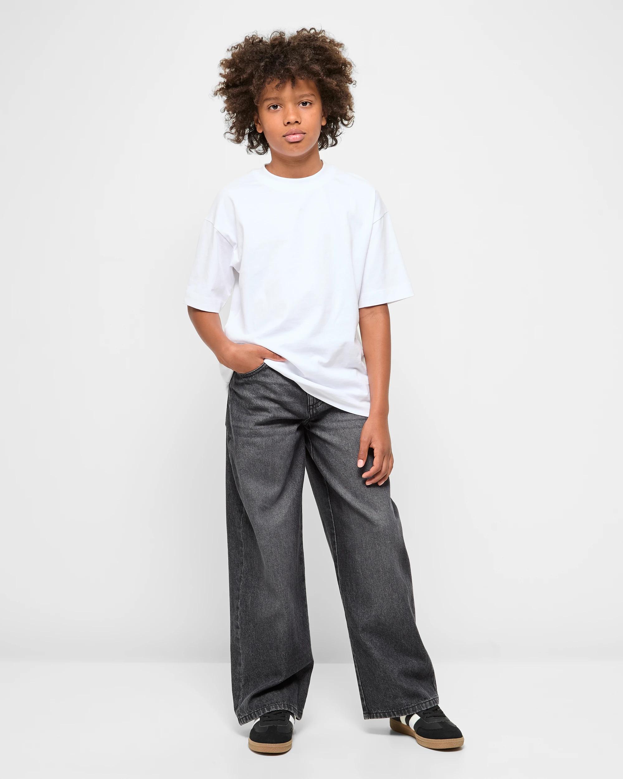 2 Target Denim Boys' Wide-fit Black Denim Jeans, Adjustable Waistband BLACK, 2 of 5