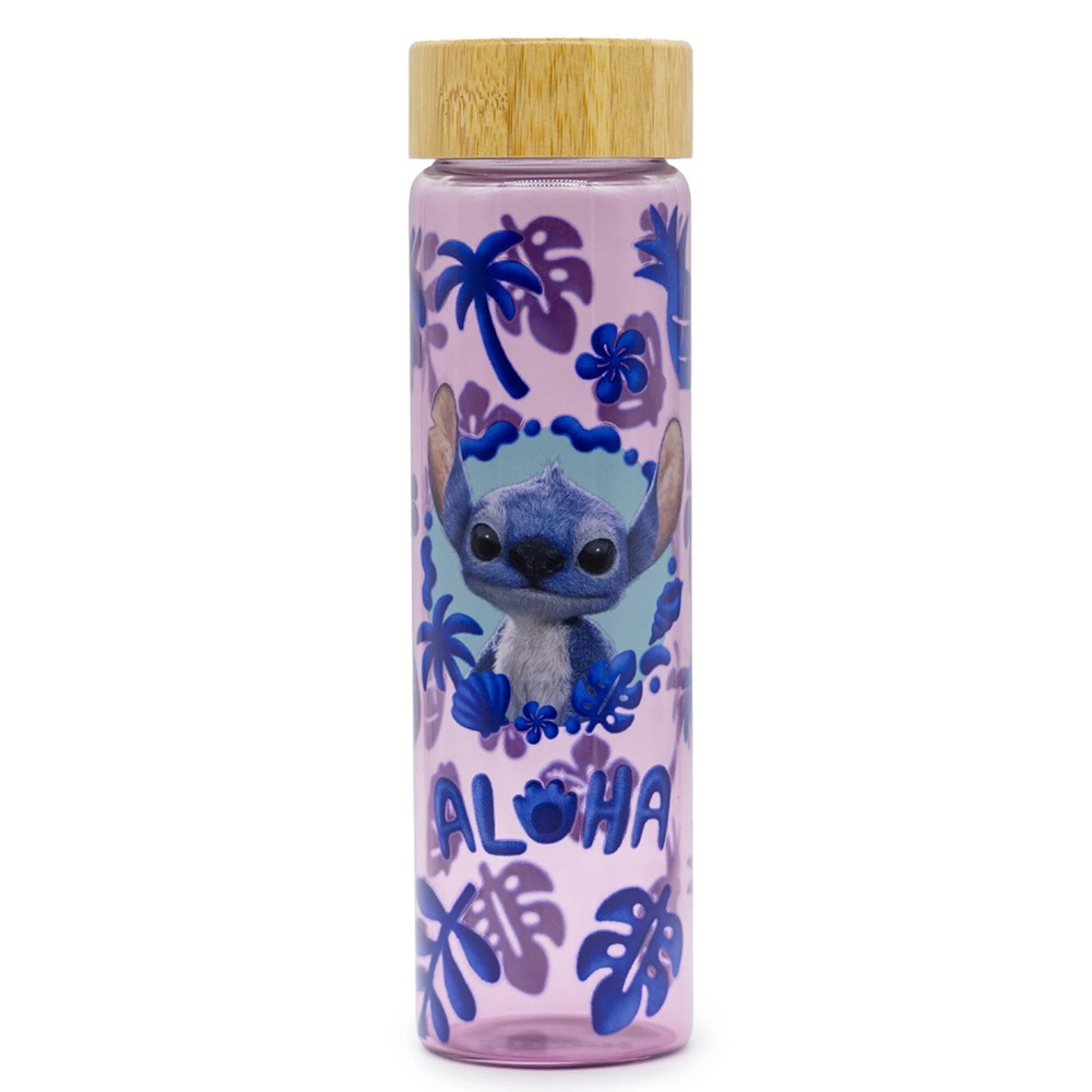 1 Disney - Lilo & Stitch (2025) - Stitch Aloha Glass Drink Bottle - Purple,Wooden, 1 of 3