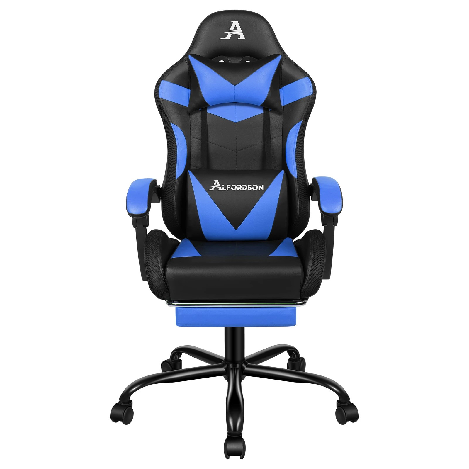 4 Alfordson Gaming Chair Office Massage 12 RGB LED Computer Seat PU Leather - Blue, 4 of 10