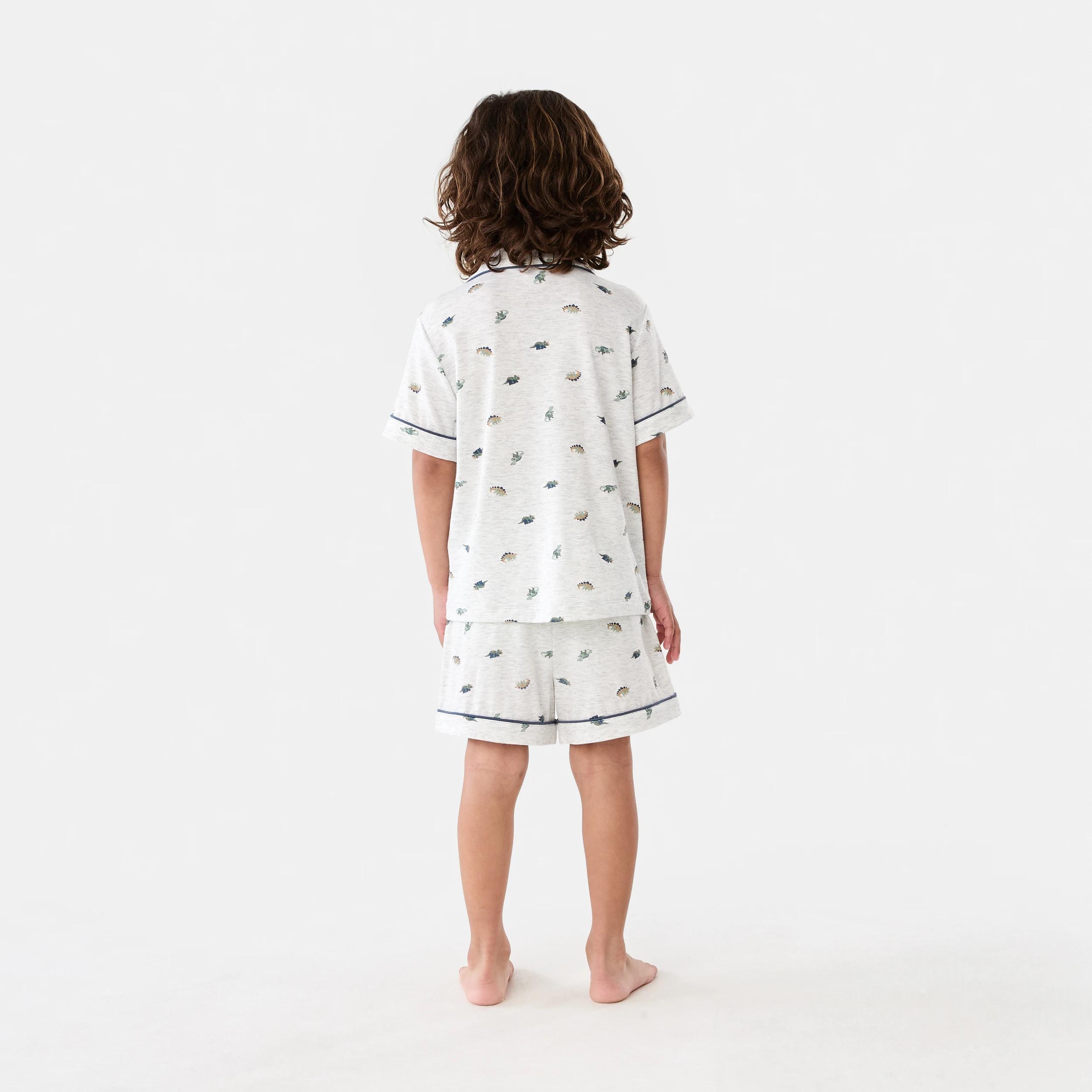 8 Short Sleeve Button Down Pyjama Set GREY DINOS, 8 of 10