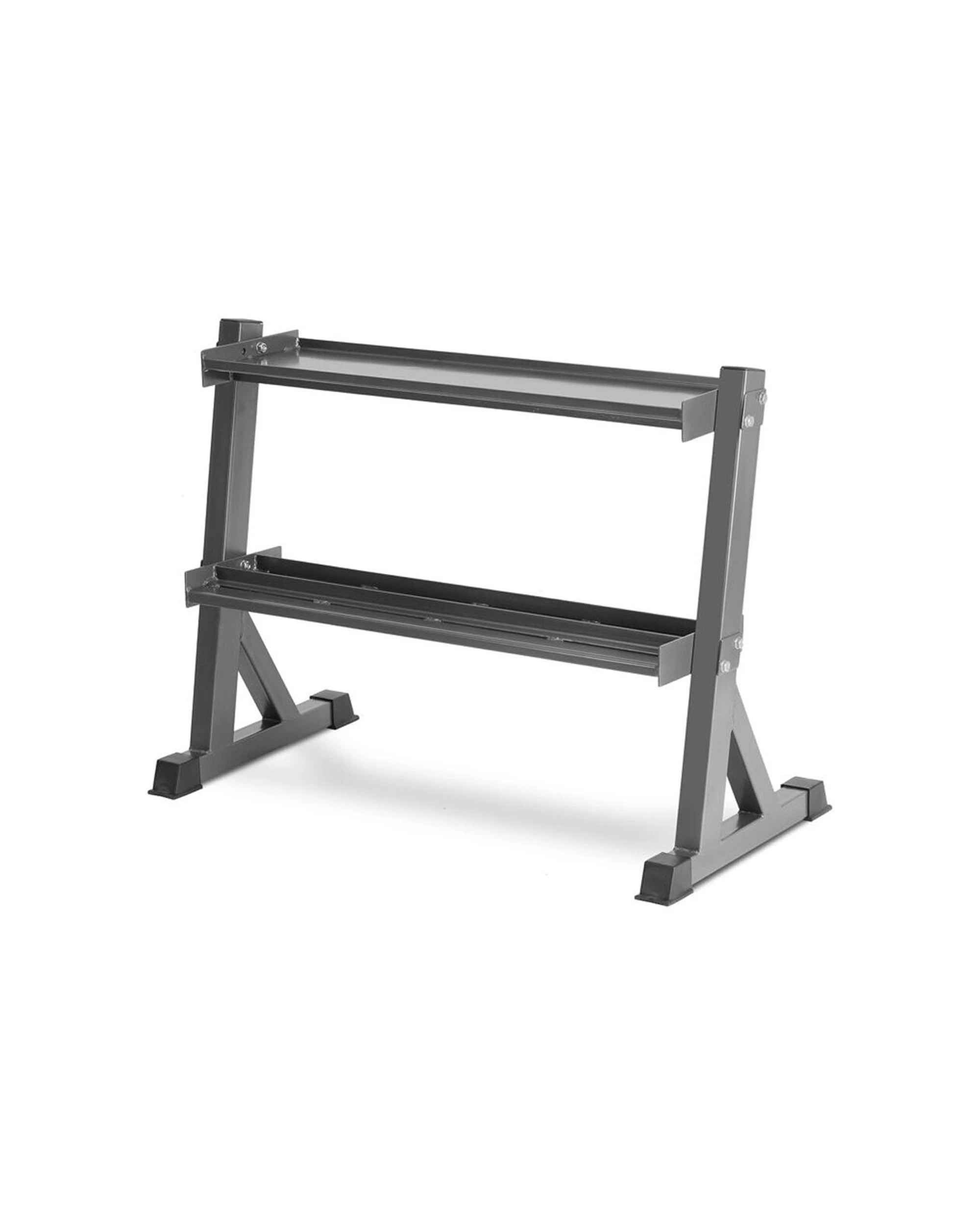 1 BODYWORX 2 Tier Kettlebell And Dumbbell Rack Stand Home Gym Storage 111x56x83cm - Black, 1 of 2