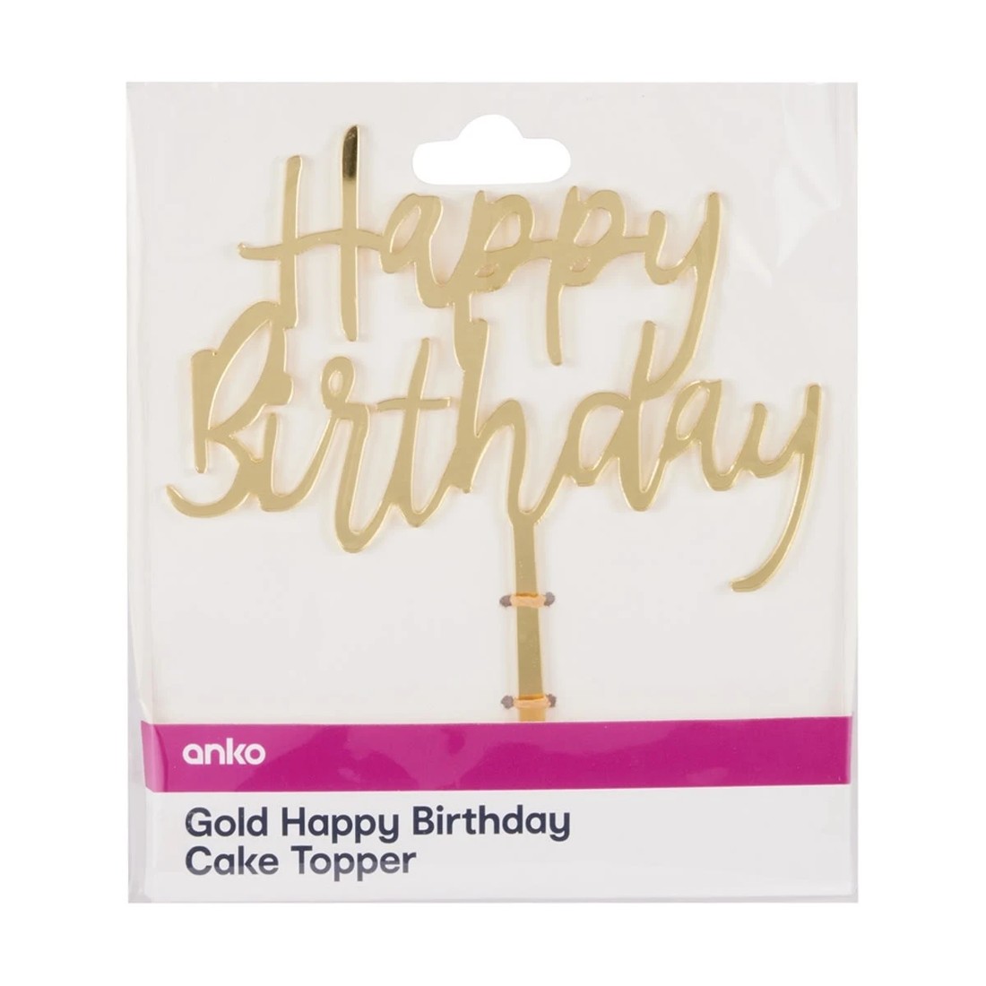 4 Gold Look Happy Birthday Cake Topper, 4 of 4