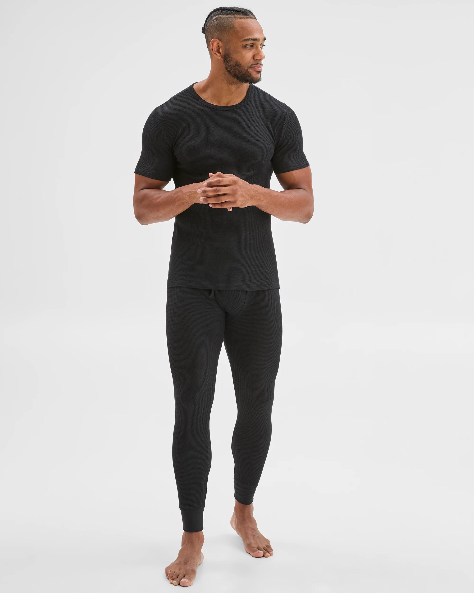 3 Maxx Australian Cotton Short Sleeve Waffle Thermal Top BLACK, 3 of 7