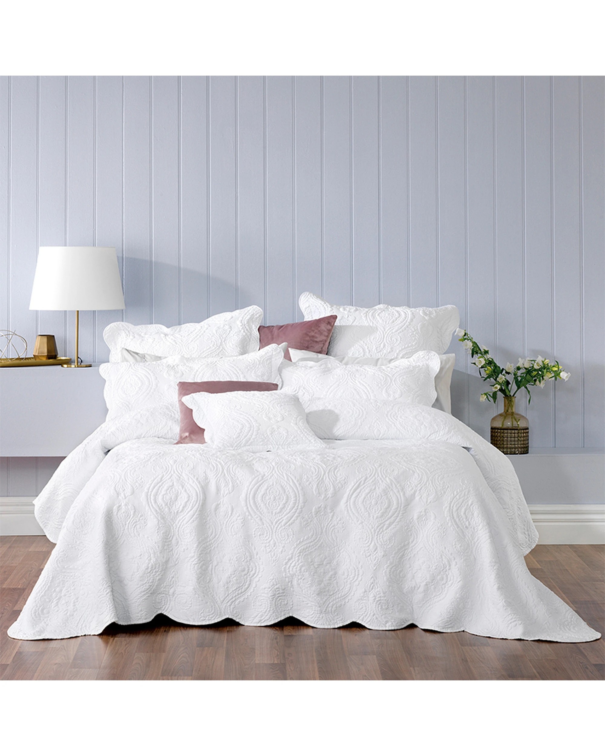 1 Bianca Cordelia Elegant Bedspread With Pillowcase - Queen Bed - White, 1 of 6