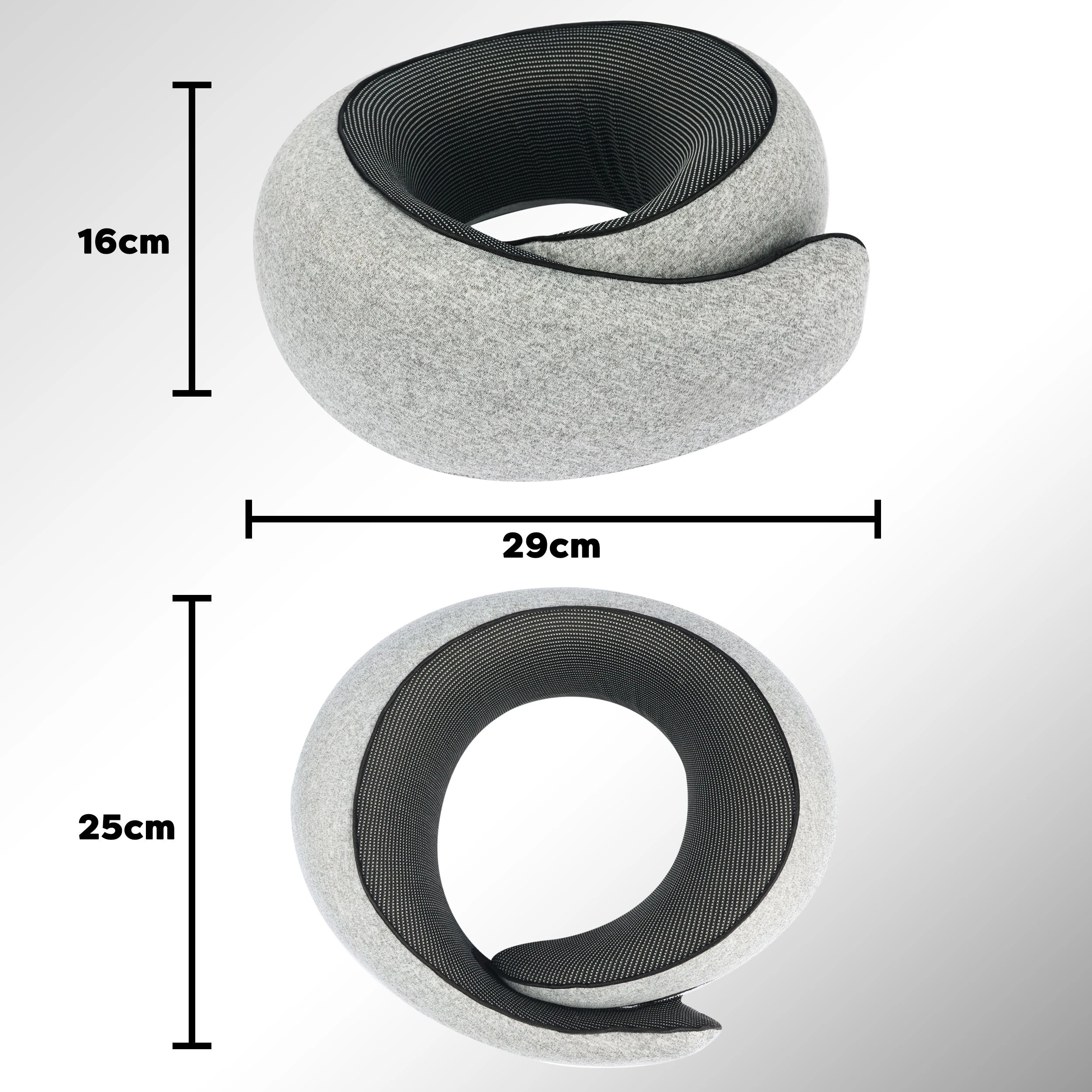 3 Vagooz Memory Foam Travel Pillow 360 Neck Support with Eye Cover & Earplugs - Grey, 3 of 7