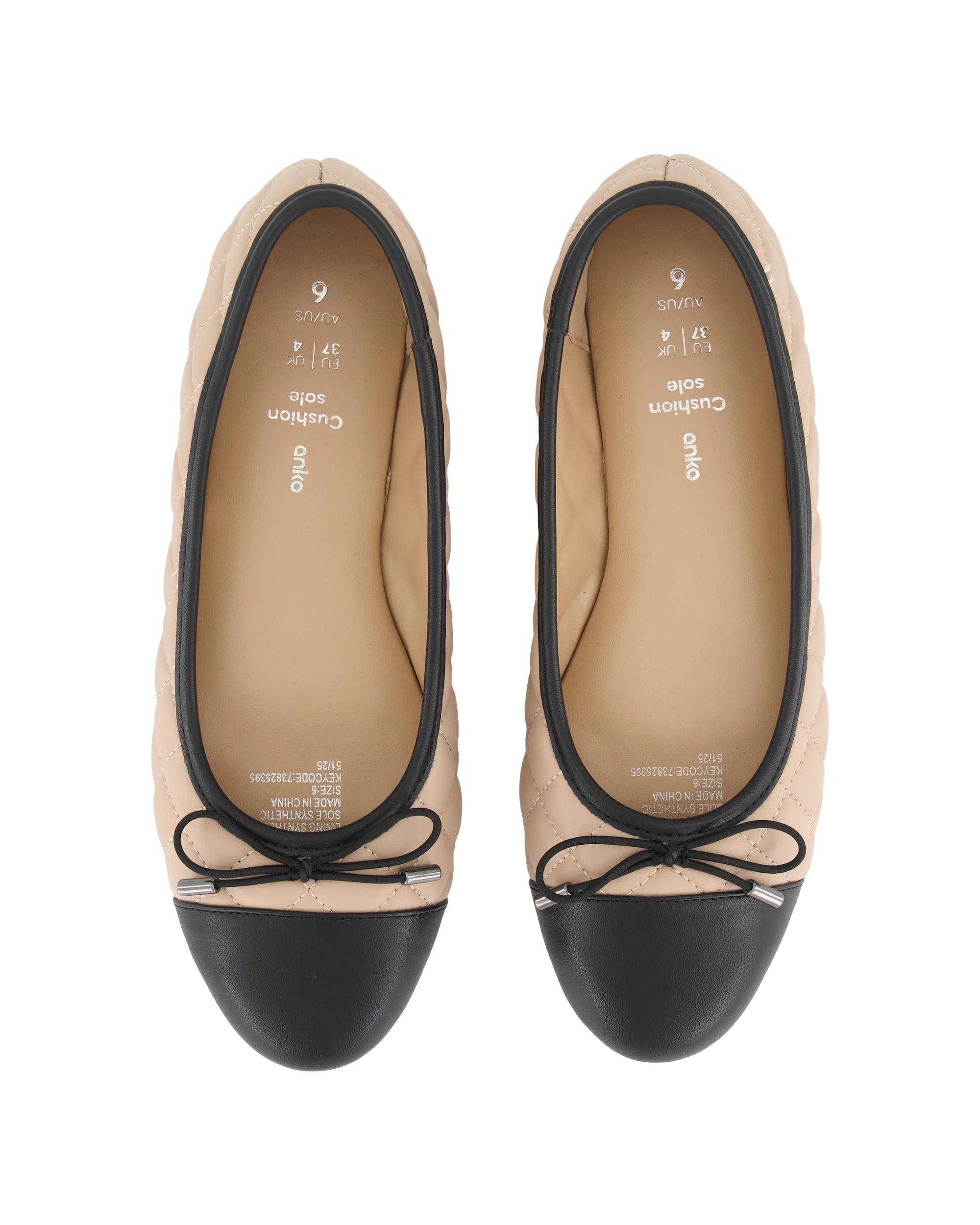 2 Quilted Toecap Ballet Flats Cream, 2 of 3