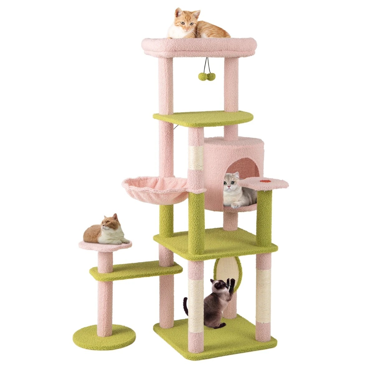 4 Costway 148cm Floral Cat Tree Kitten Tower Indoor Cat Furniture Activity Center, 4 of 4