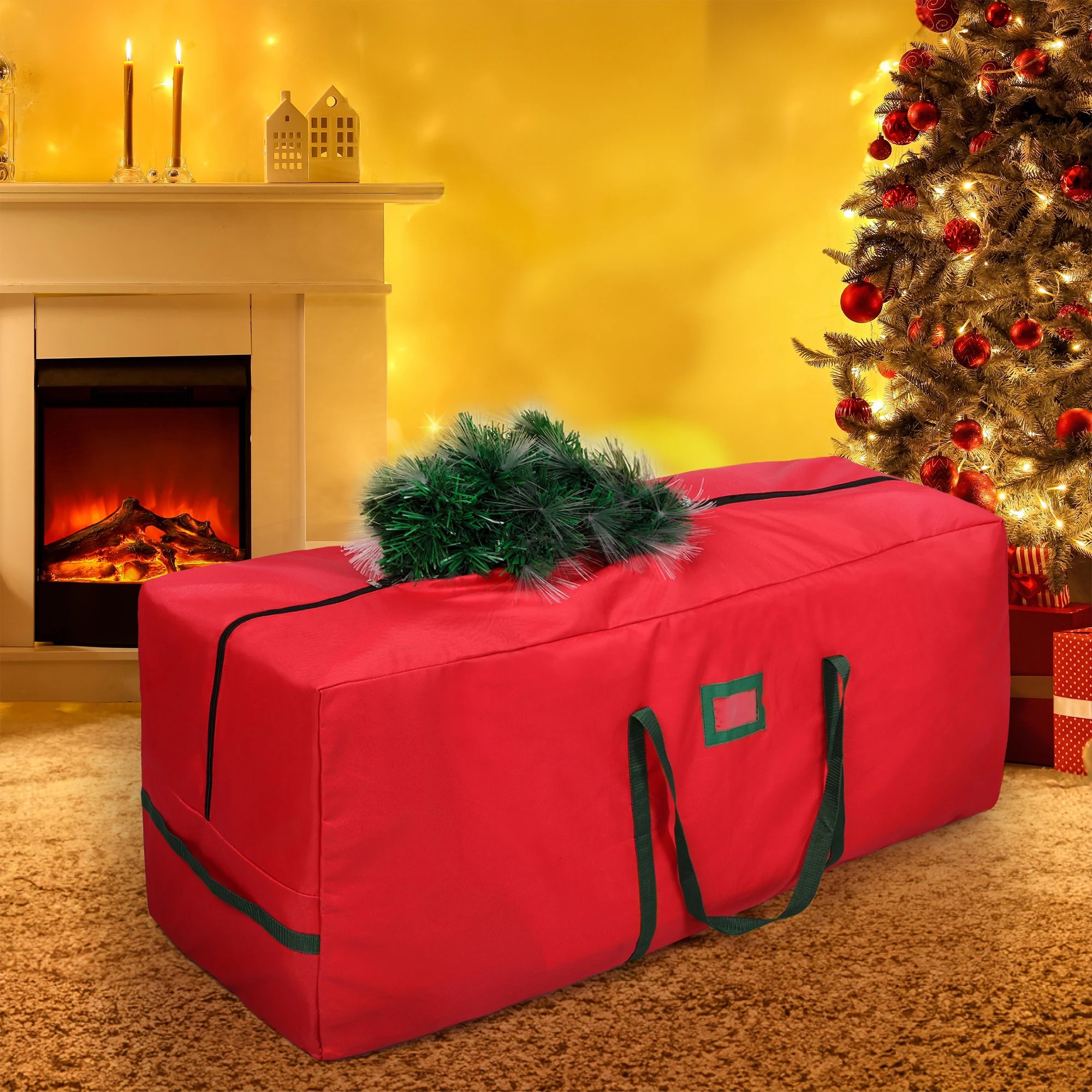 7 Red Christmas Tree Storage Bag Holiday Decoration Zip Bag Oxford Durable, 7 of 9