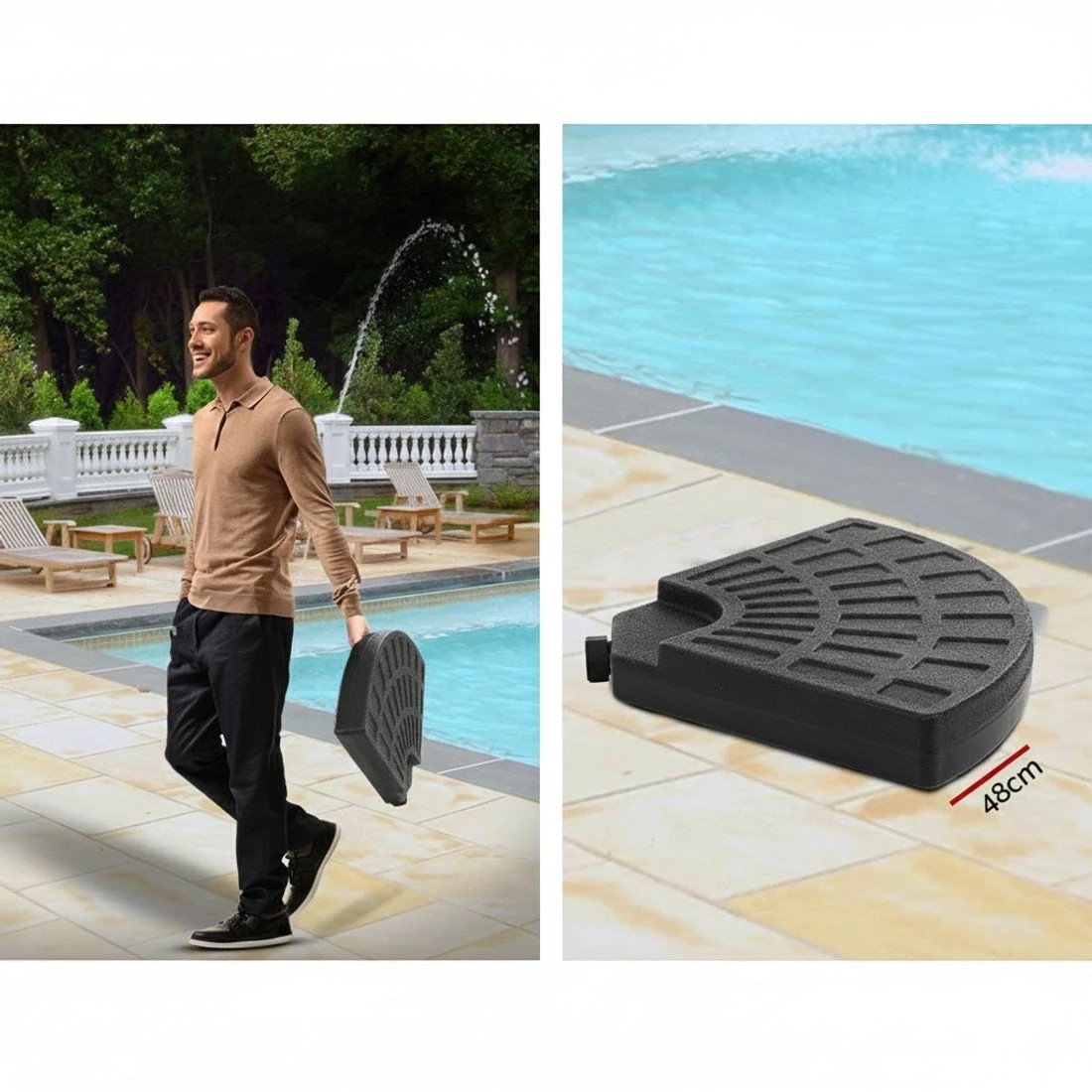 6 Instahut 3m Outdoor Umbrella w/Base Cantilever Beach Garden Patio - Black, 6 of 8