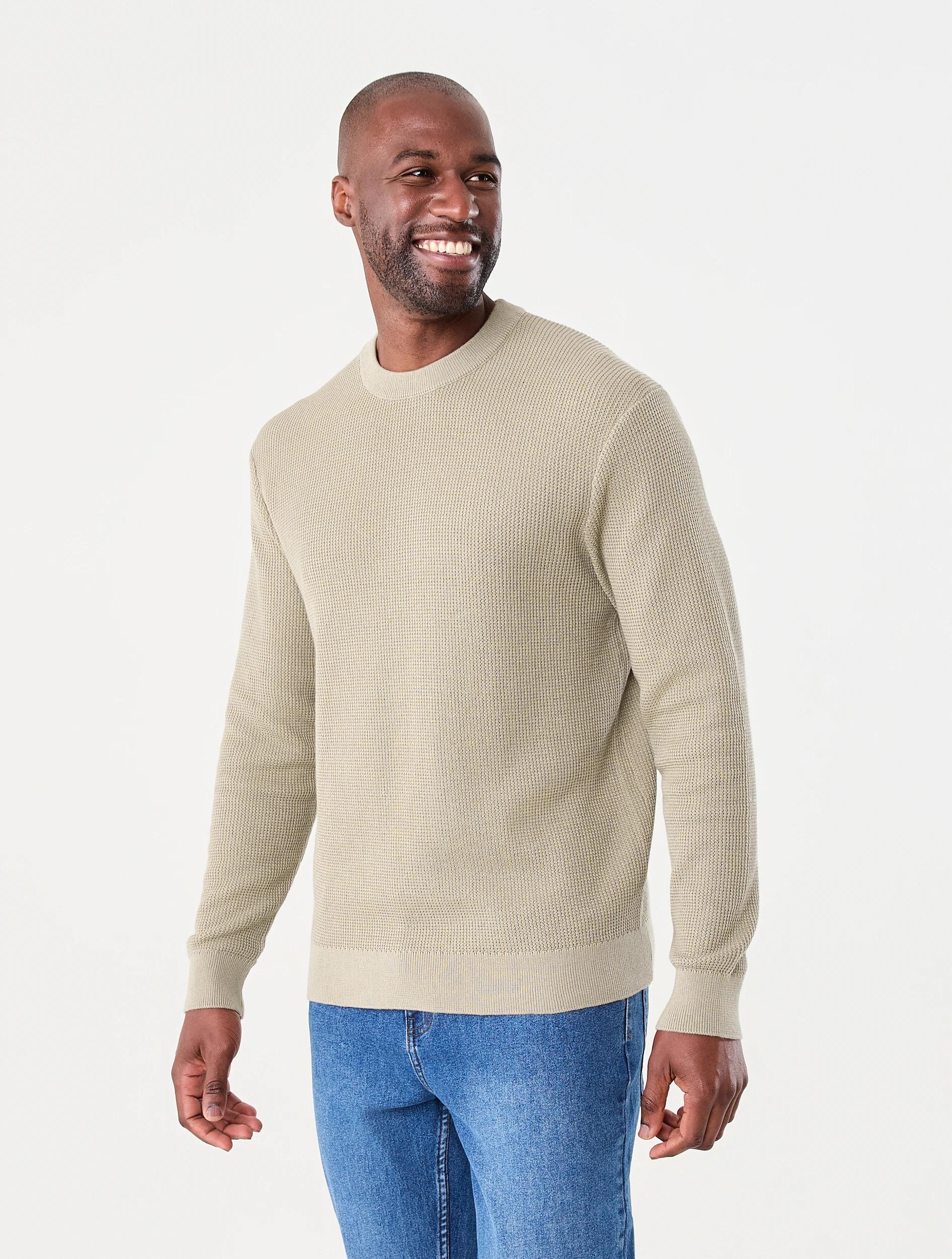 2 Lightweight Crew Neck Knit Jumper Bge Khaki, 2 of 7