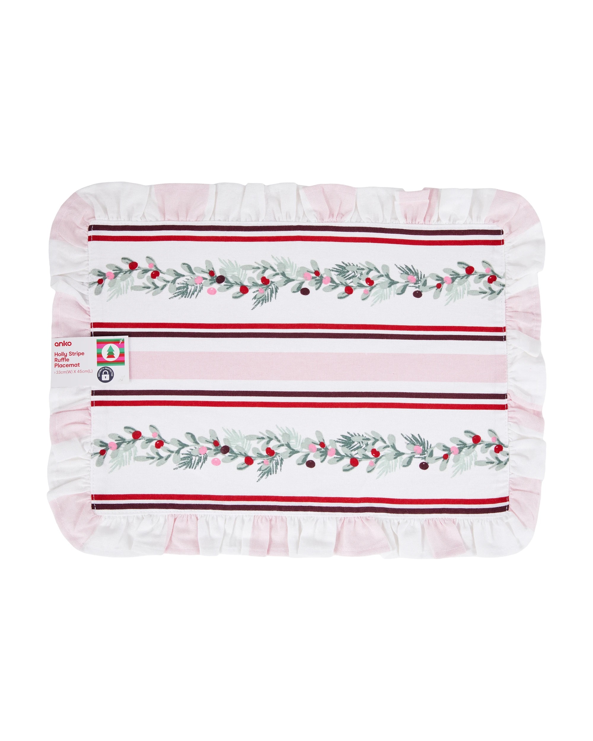 3 Holly Stripe Ruffle Placemat, 3 of 3