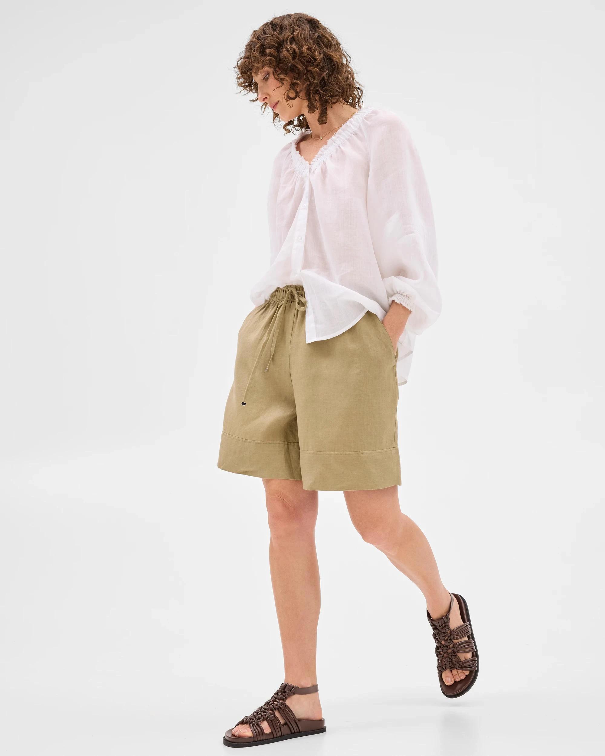 3 Target European Linen Long Shorts QUINOA, 3 of 6