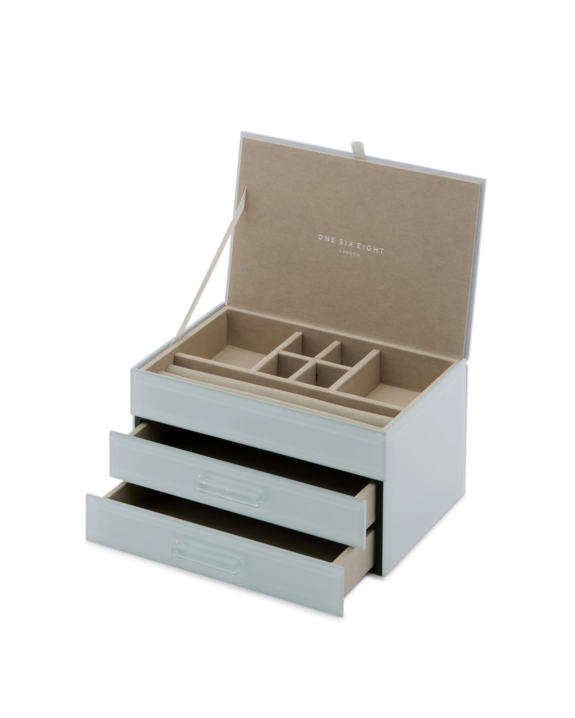 1 One Six Eight London Gabriella Jewellery Box - Duck Egg Blue - M - Blue, 1 of 3