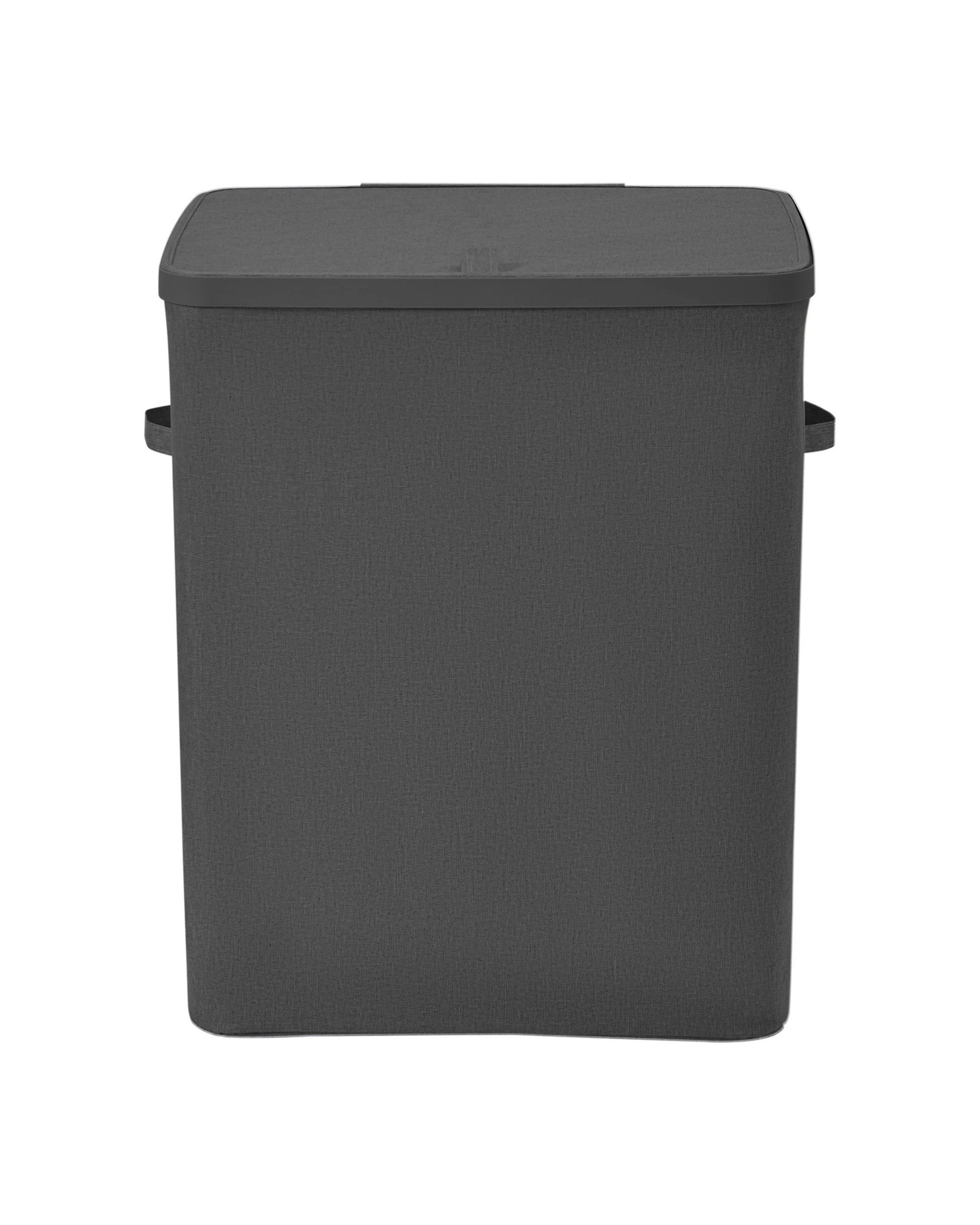 8 Sherwood Voyager 2-Section Laundry Hamper 100L Faux Linen 56x40x67cm - Slate, 8 of 10