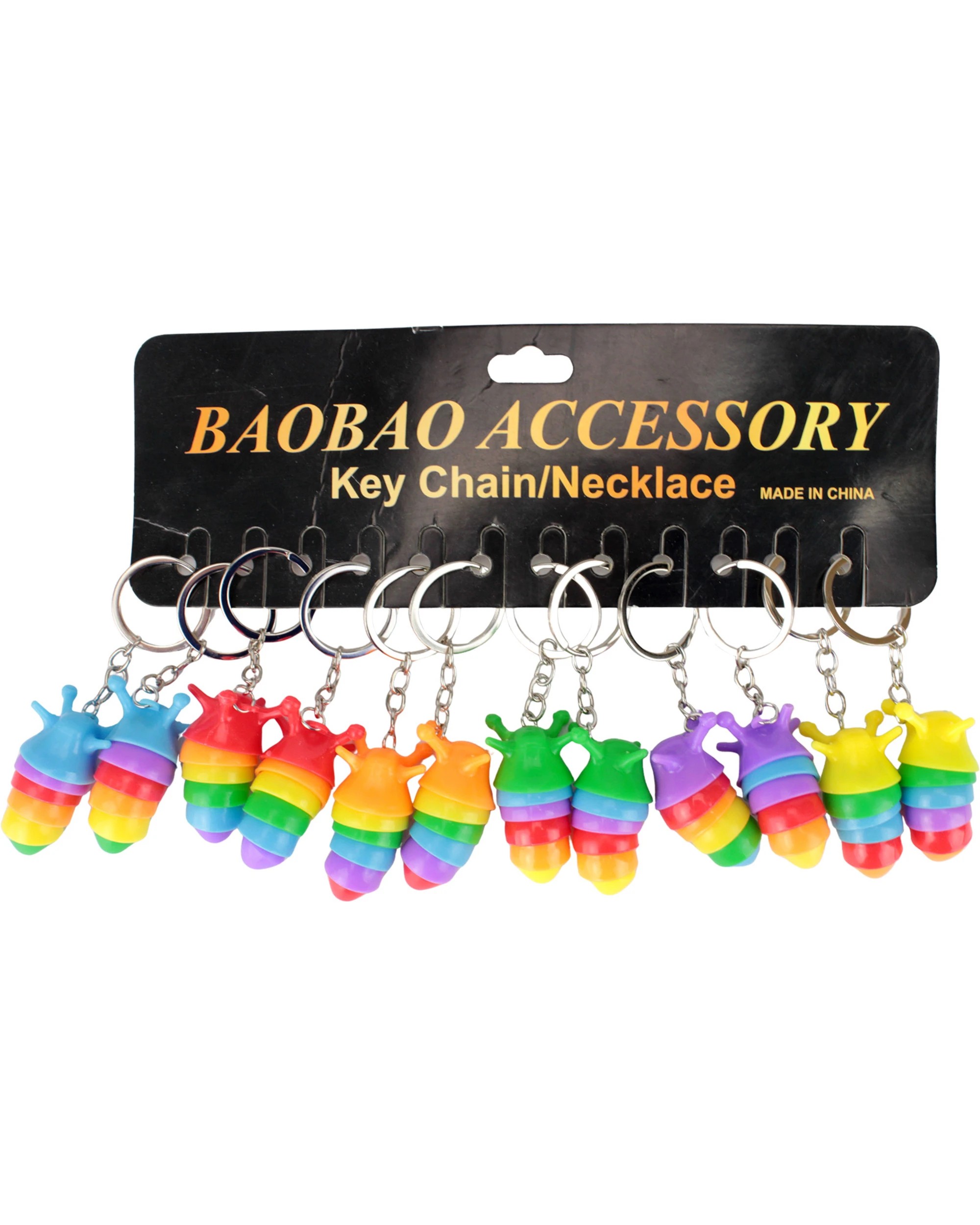 3 Party Maker Rainbow Worm Fidget Keyrings Pack of 12 - Multi, 3 of 4