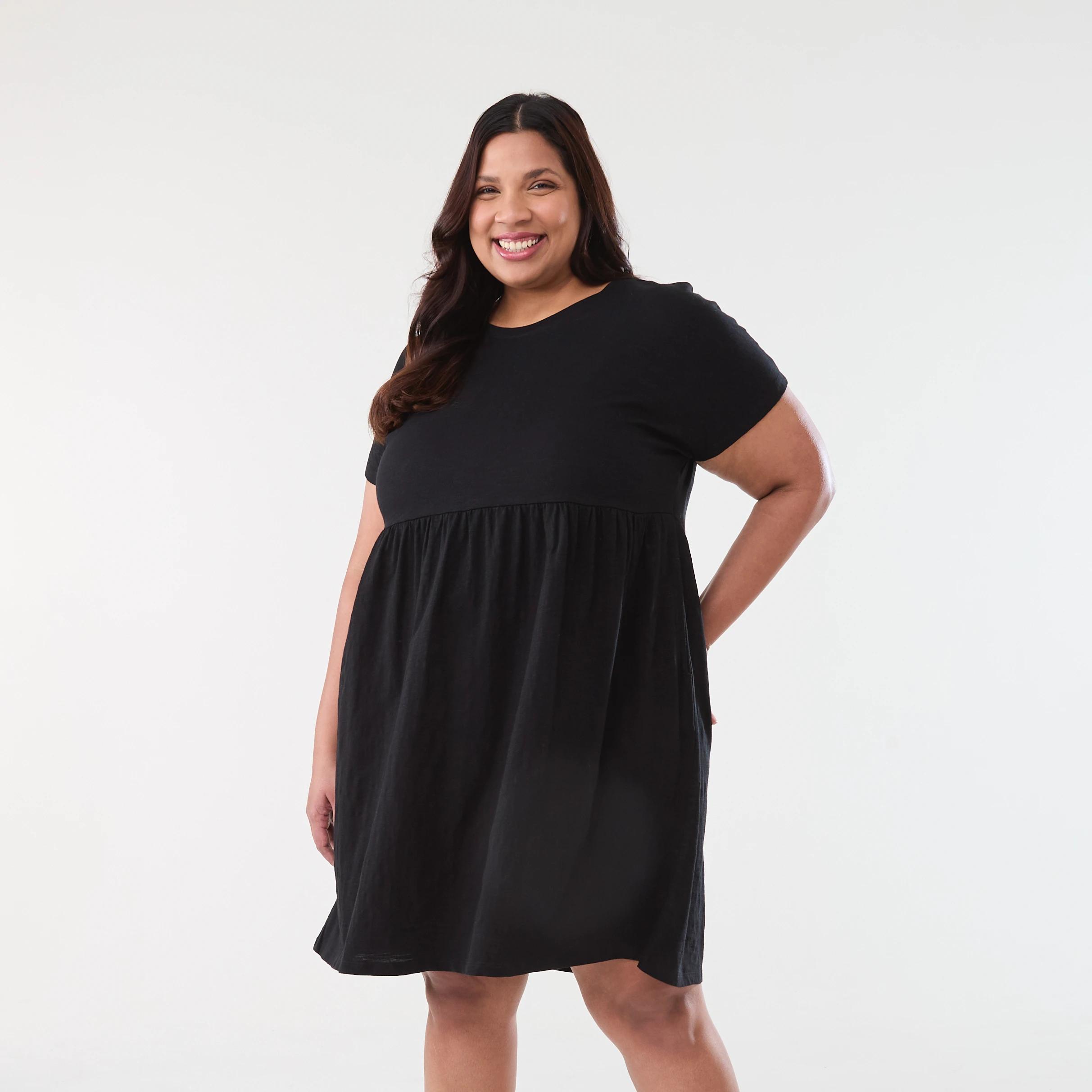 1 Curve Short Sleeve Jersey Dress BLACK, 1 of 6