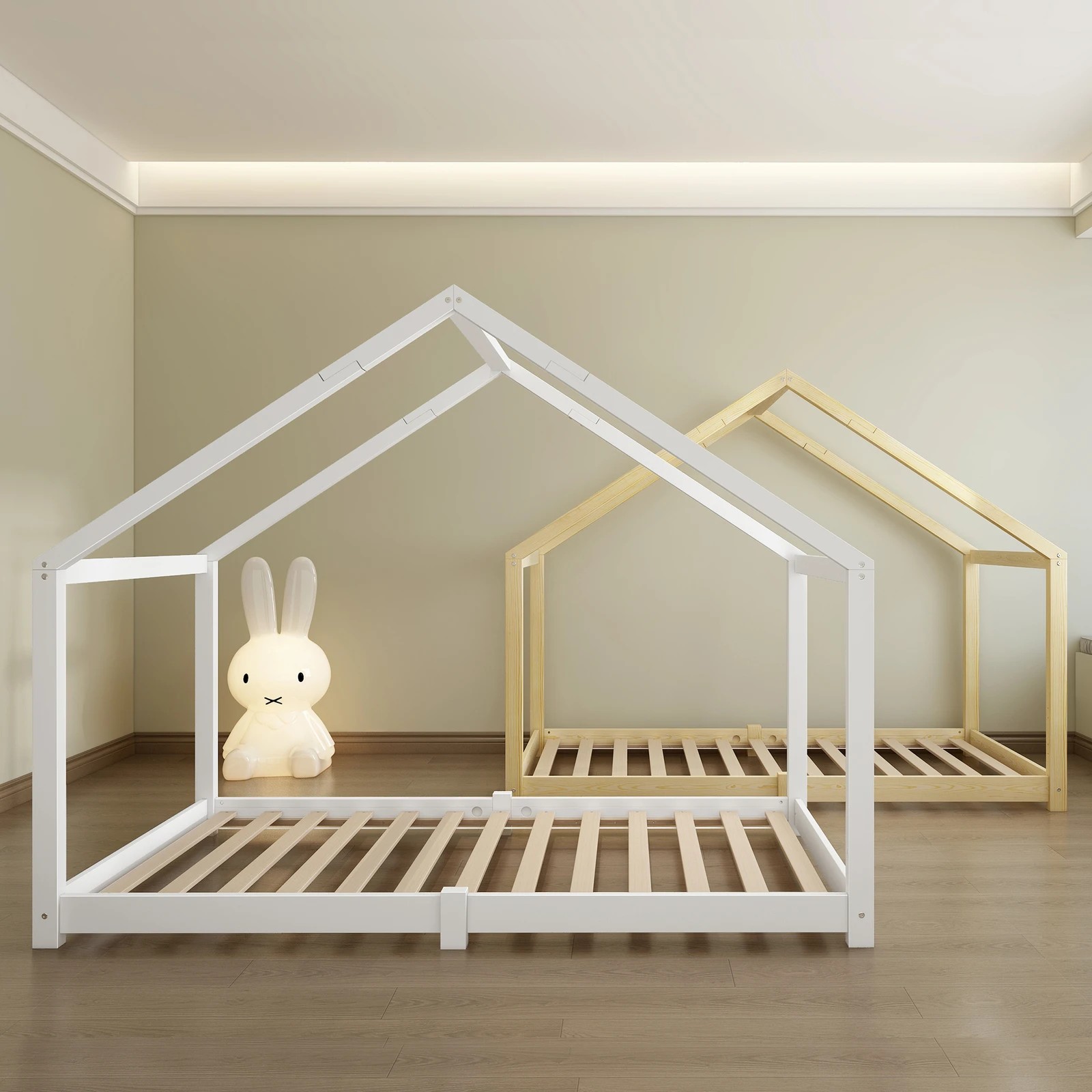 4 Alfordson Kids Bed Frame Wooden Timber Single House Frame Candice - Natural, 4 of 7