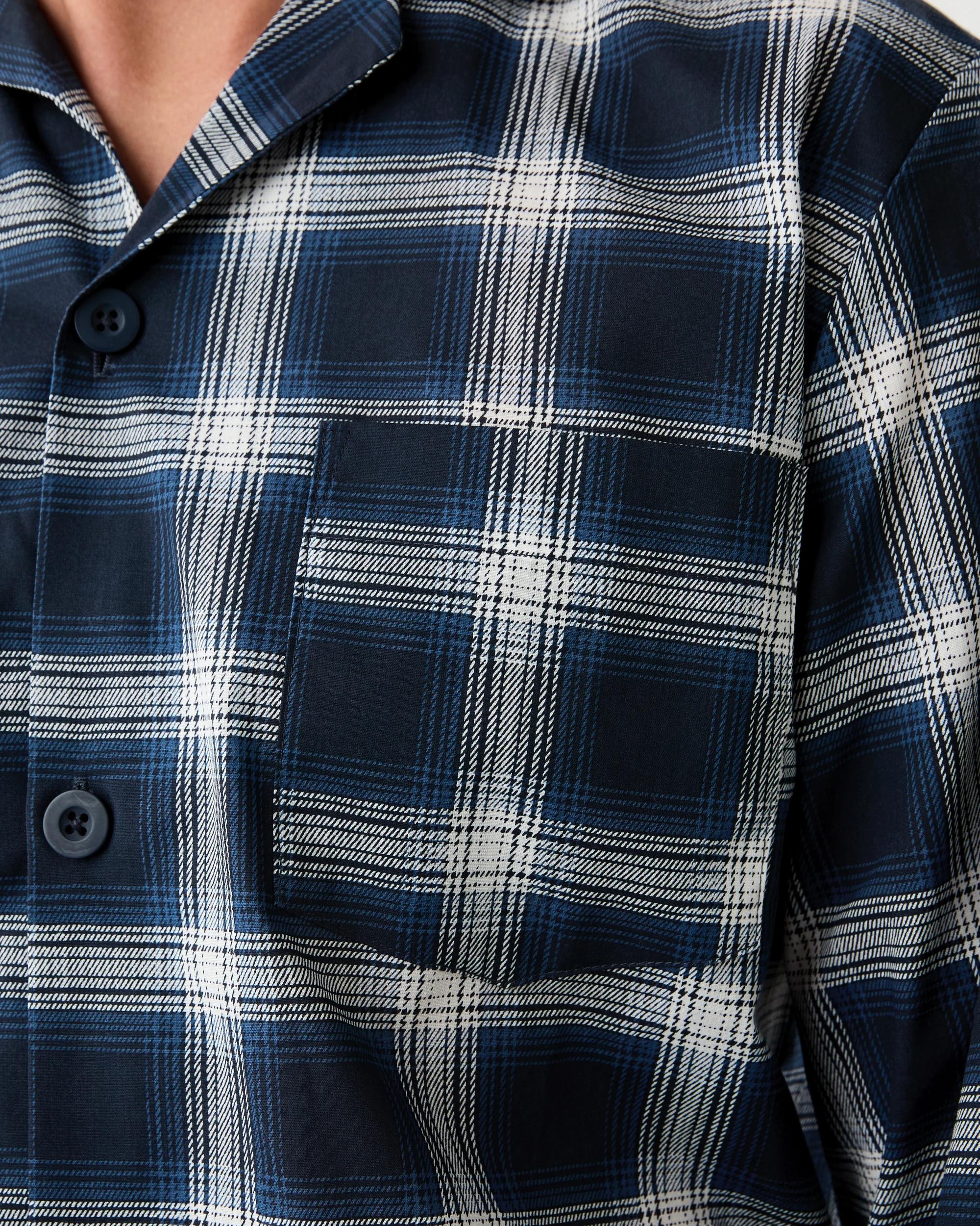 7 Long Leg Woven Pyjama Set Blu Check, 7 of 8