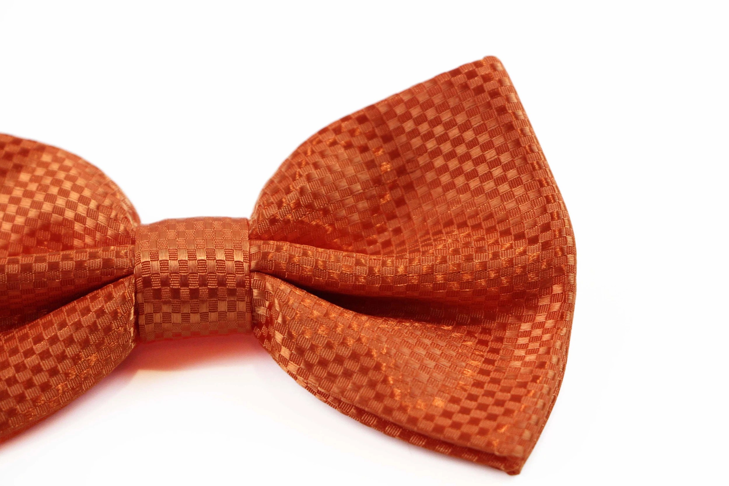 3 Zasel Mens Orange Disco Shine Checkered Patterned Bow Tie - Orange, 3 of 4