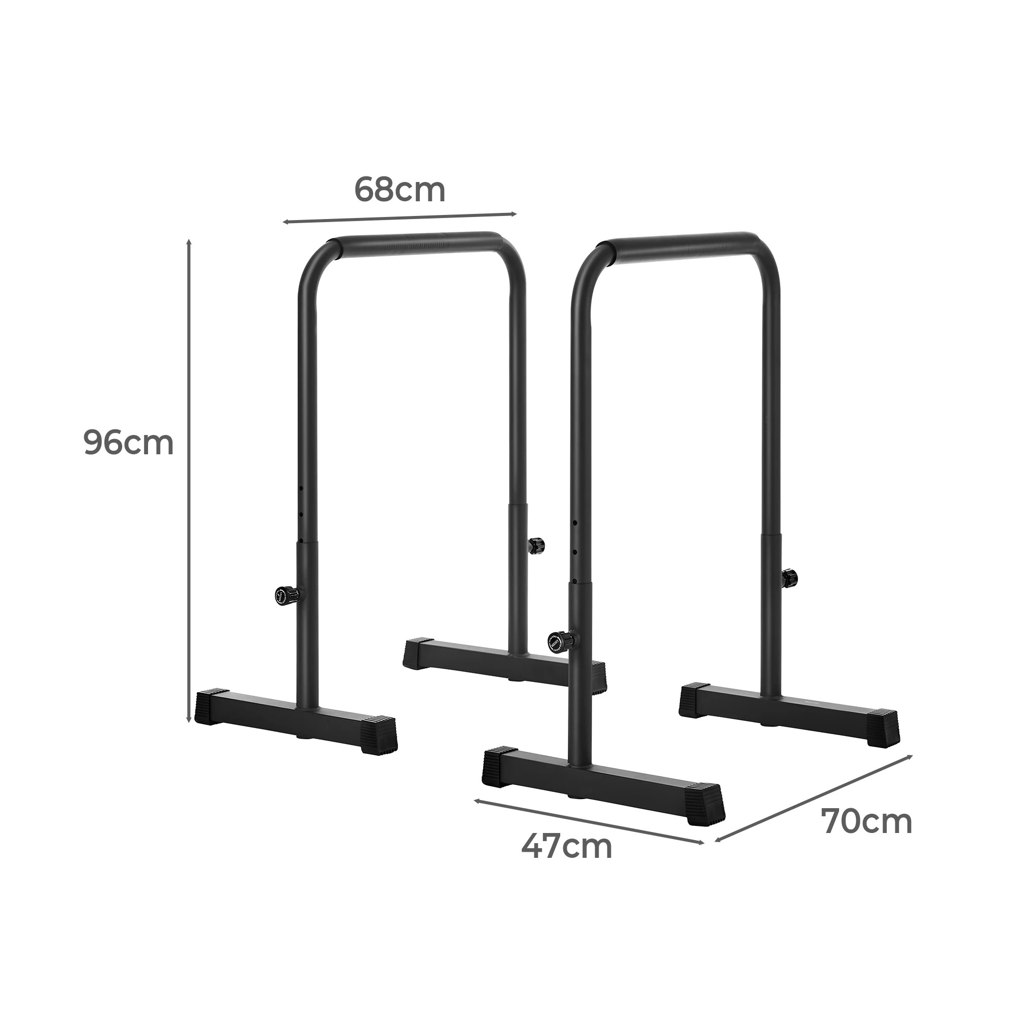 2 Finex Parallel Dip Bar Station Adjustable Dip Stand Station Push Up - Black, 2 of 8