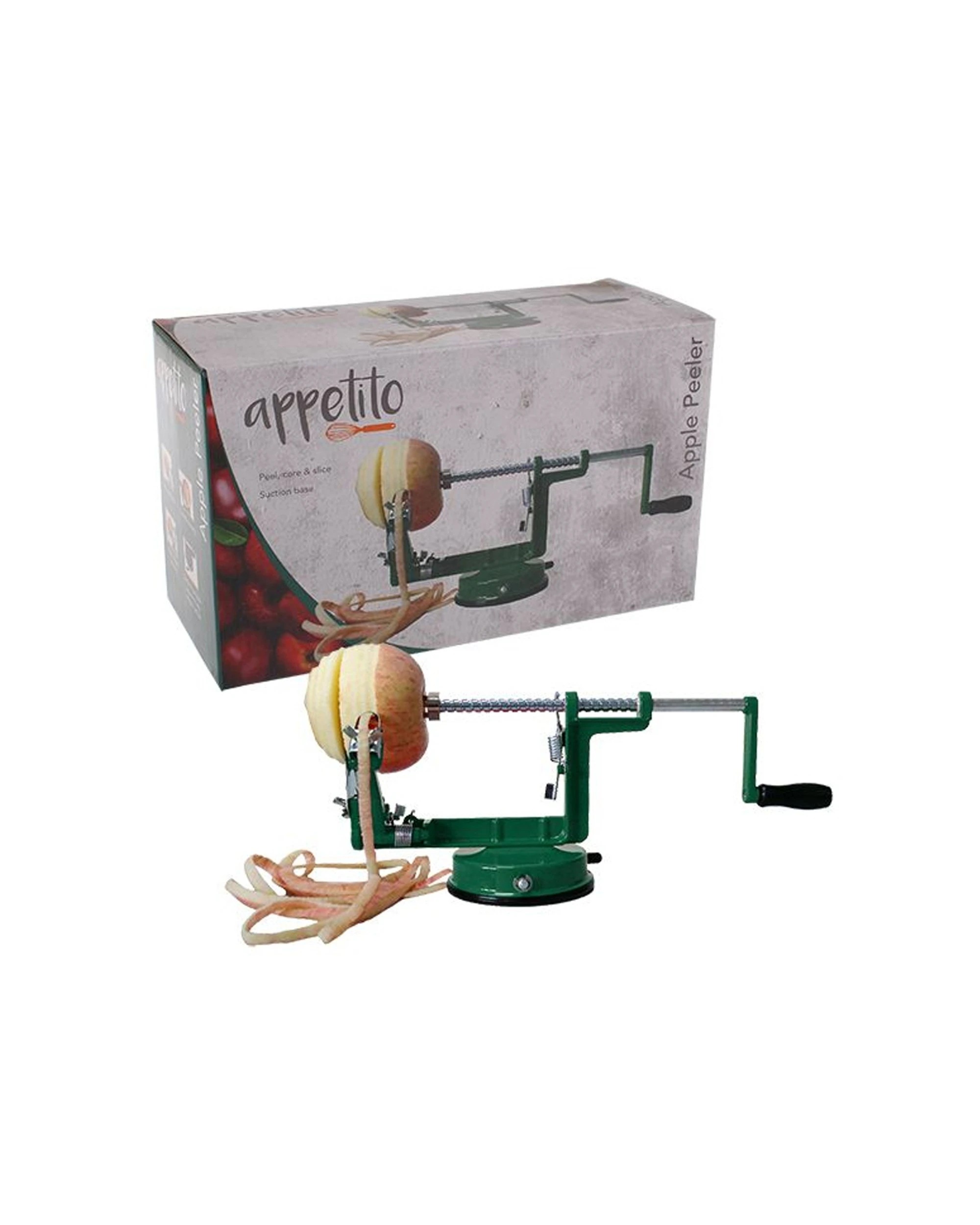 1 Appetito Apple Peeler Corer With Suction Base Peel Core Slice Kitchen Tool - Green, 1 of 3
