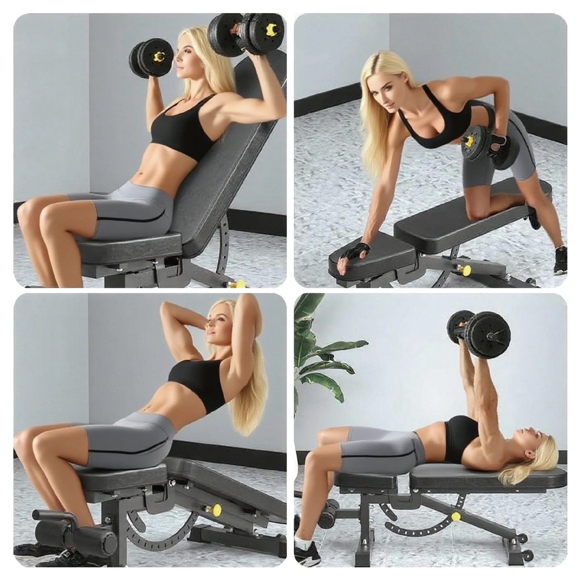 4 Fitness Master Adjustable Weight Bench 14 Backrests Incline Home Workout 1100lbs, 4 of 9