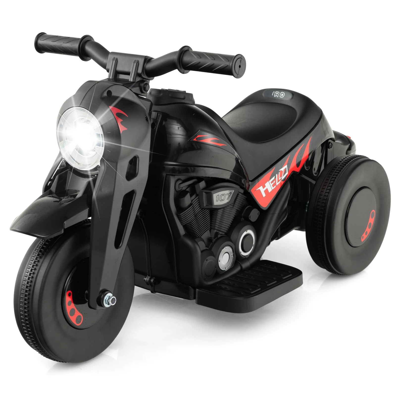 1 Costway 6V Bubble Car Electric Ride on Motorcycle Outdoor Motorbike Play Toy - Black, 1 of 2
