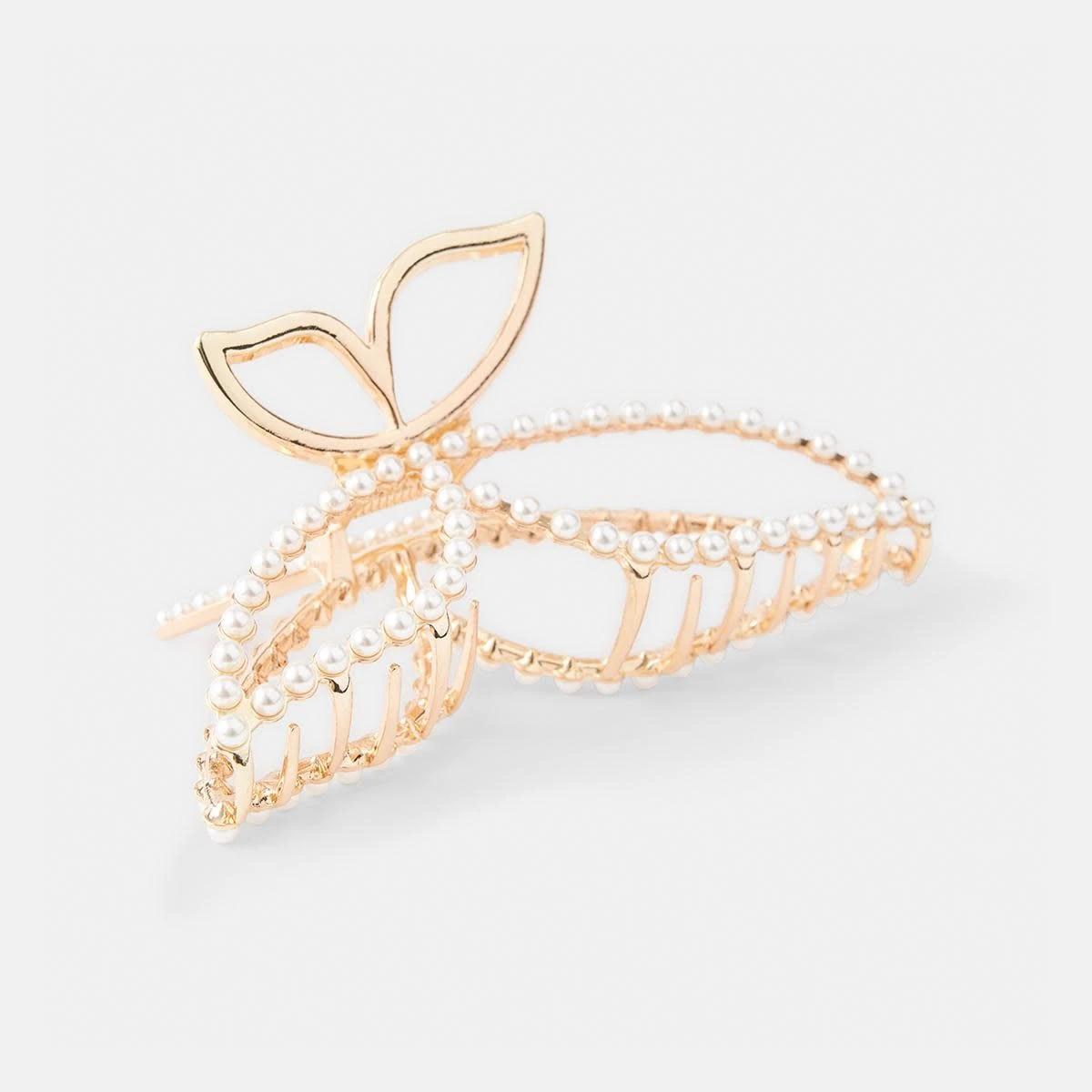 2 Faux Pearl Butterfly Claw Hair Clip Pearl, 2 of 4