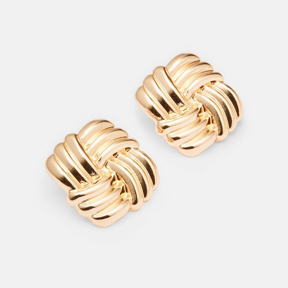 2 Weave Square Stud Earrings - Gold Tone, 2 of 5