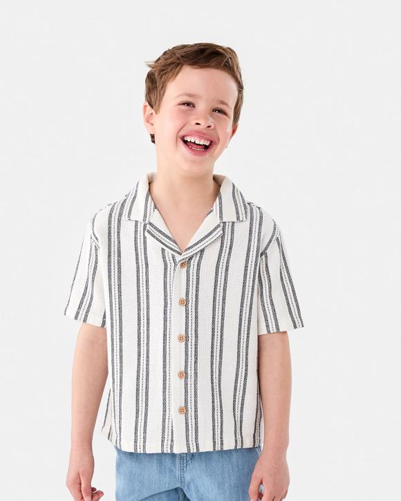 Short Sleeve Textured Stripe Resort Shirt