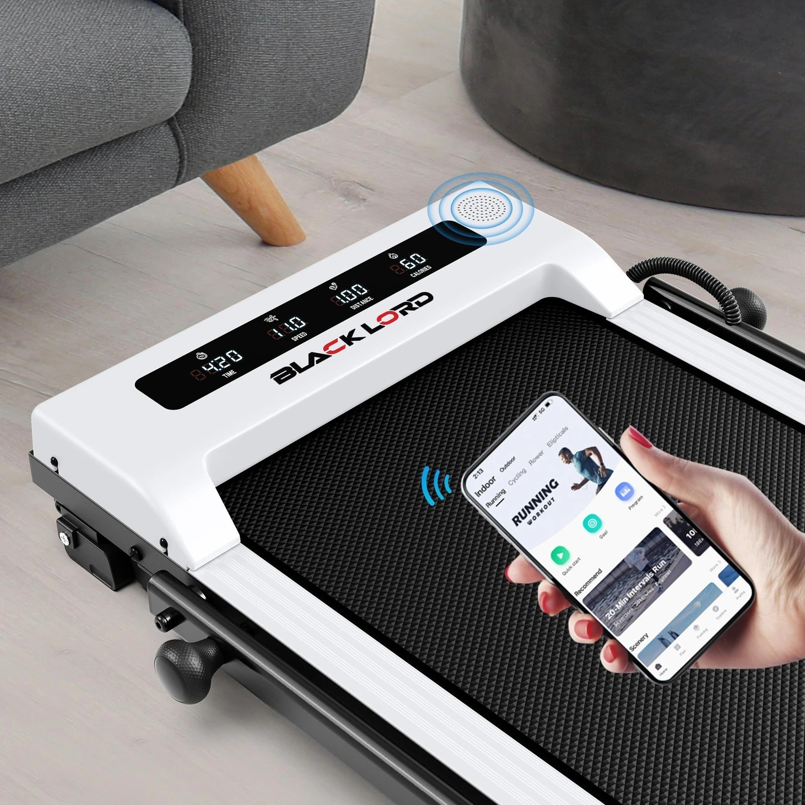 2 Black Lord Treadmill Electric Walking Pad Foldable 38cm Belt - White, 2 of 10