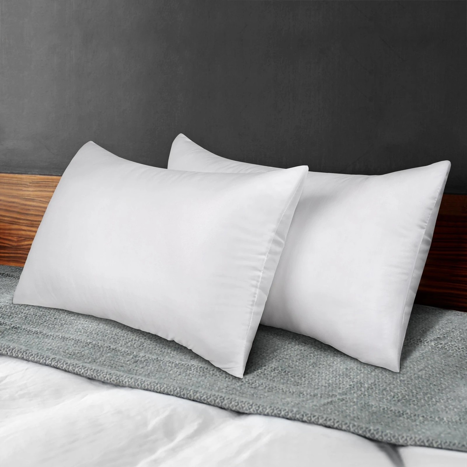 2 Starry Eucalypt 2x Microfibre Pillows Hotel Quality Twin Pack Soft Bed - White, 2 of 6