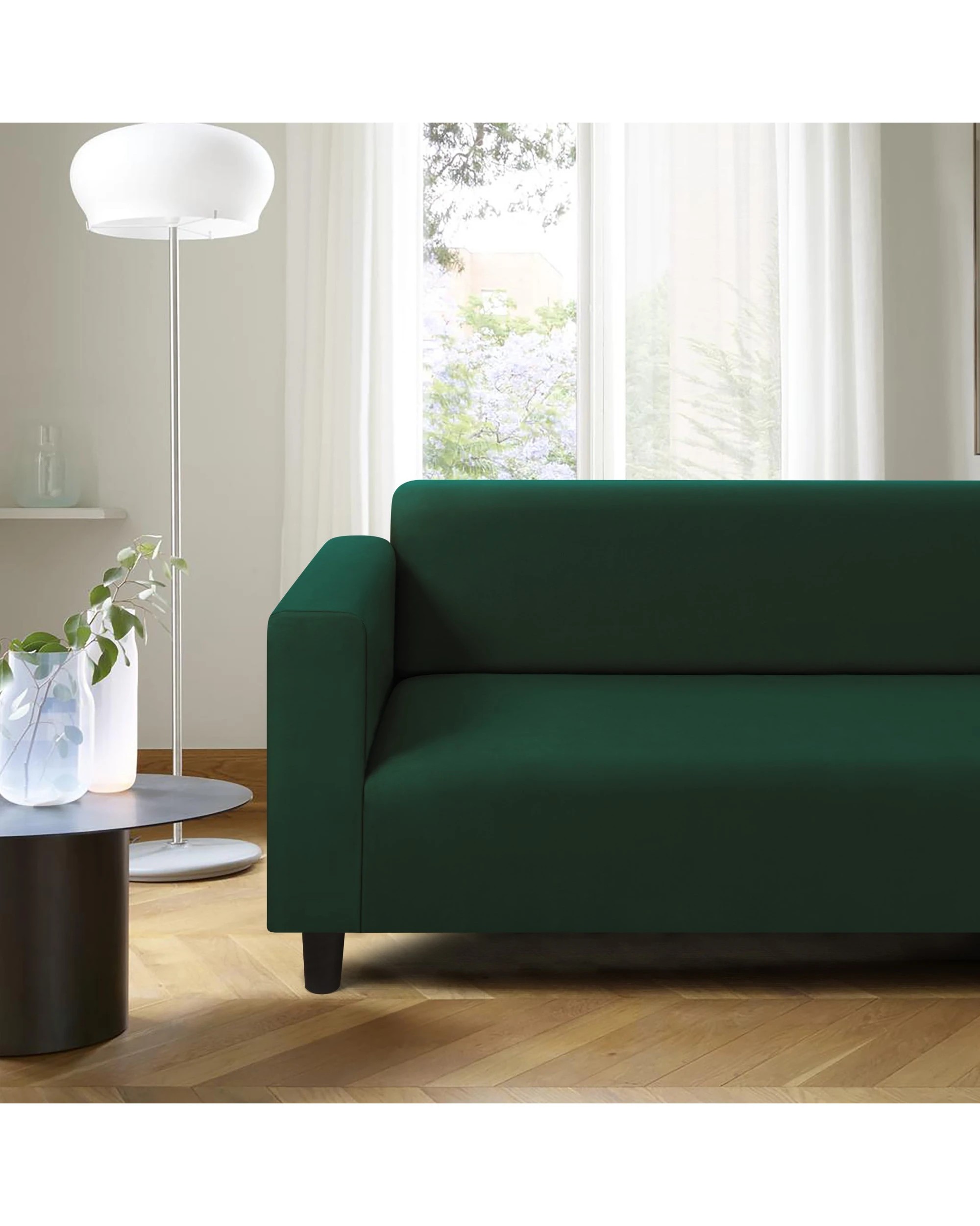 2 Sherwood Home Premium Faux Suede 3 Seater Couch Sofa Cover - Forest Green, 2 of 6