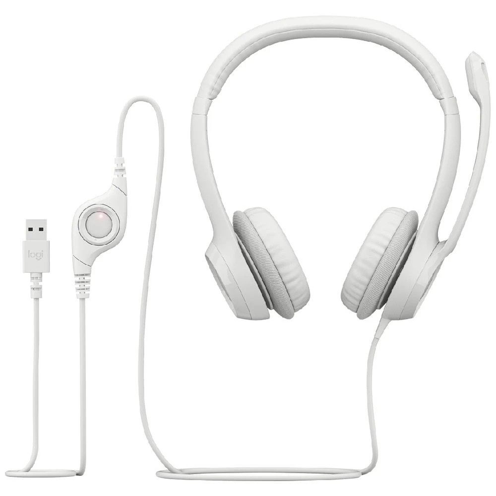 5 Logitech H390 USB Computer Headset White, 5 of 5