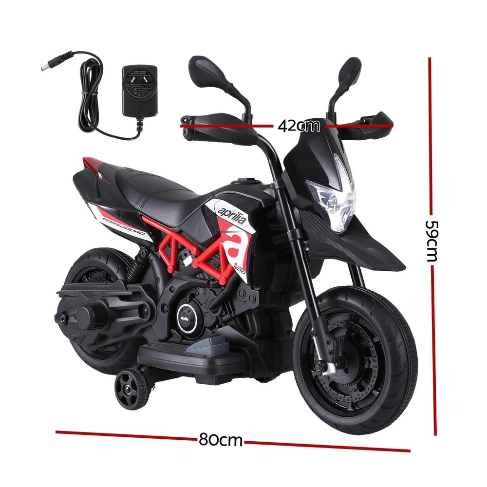 2 Kids Electric Ride On Car Motorcycle Motorbike Aprilia Licensed Dorsoduro 900 - Black, 2 of 6